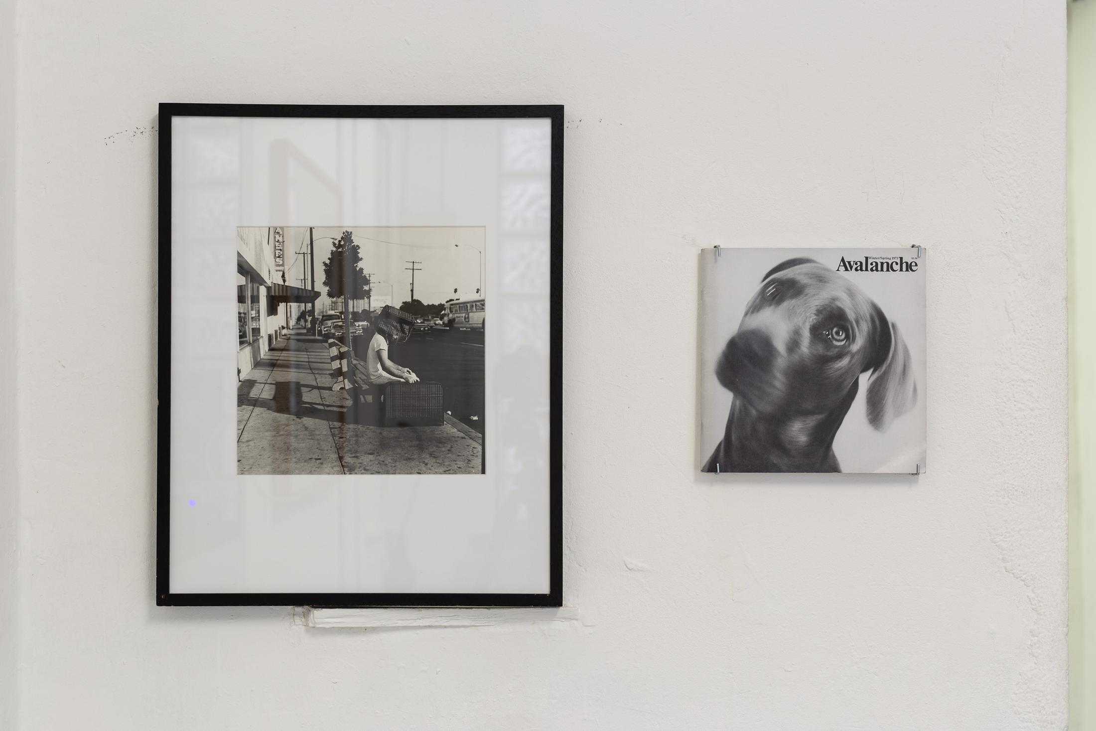 Exhibition View Groupshow «Can You Feel It?; view on William Wegman, Self-portrait, 1971 and Avalanche [Man Ray / William Wegman Cover] / No. 7 (1973) ed. by Willoughby Sharp & Liza Béar» at Last Tango, Zurich, 2019 / Photo: Kilian Bannwart / Courtesy: the artist and Last Tango