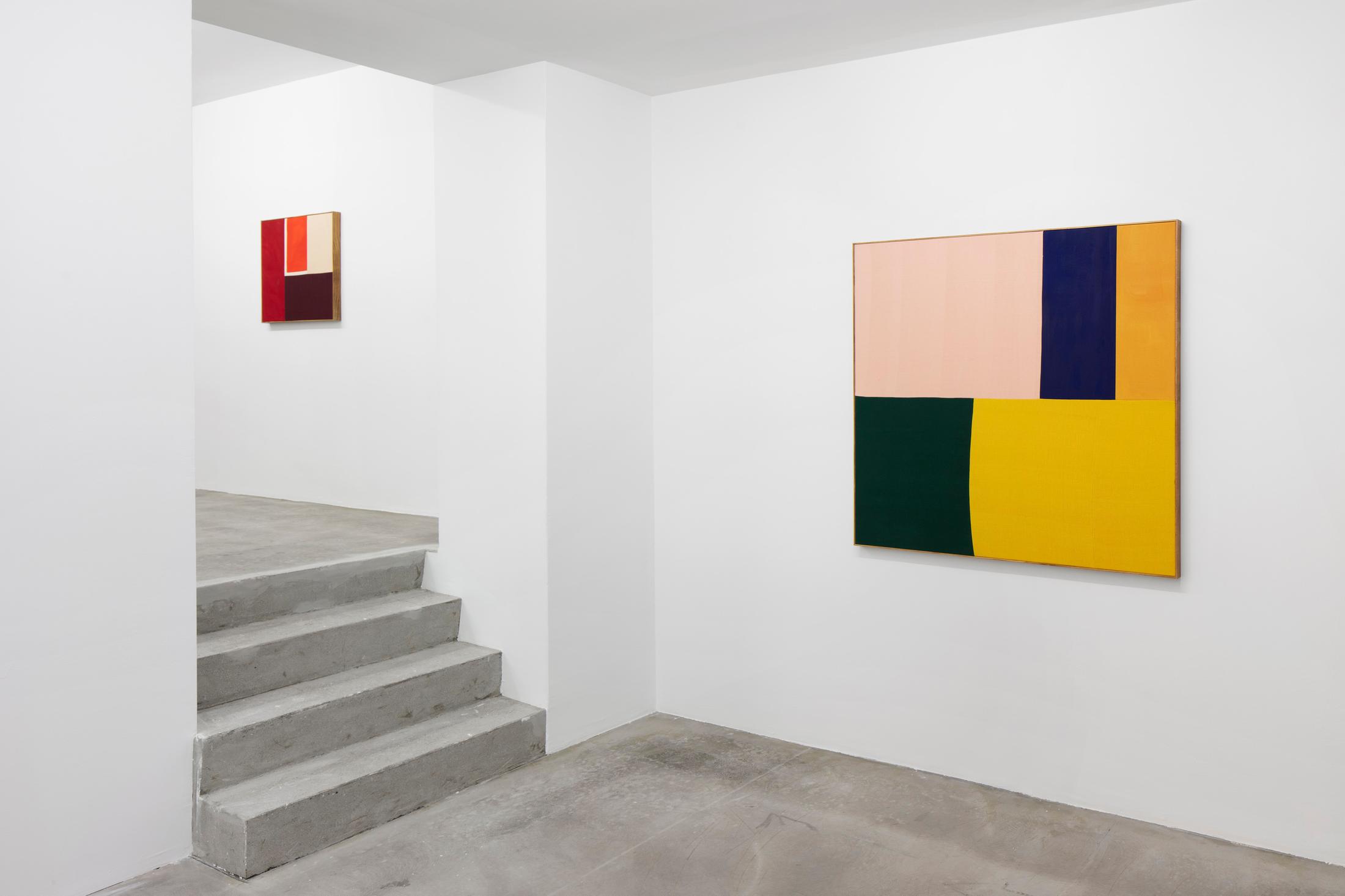 Exhibition View Ethan Cook Soloshow "Sets" at GALERIE PHILIPPZOLLINGER, Zurich, 2019 / Photo: Photo: Conradin Frei / Courtesy the artist and GALERIE PHILIPPZOLLINGER