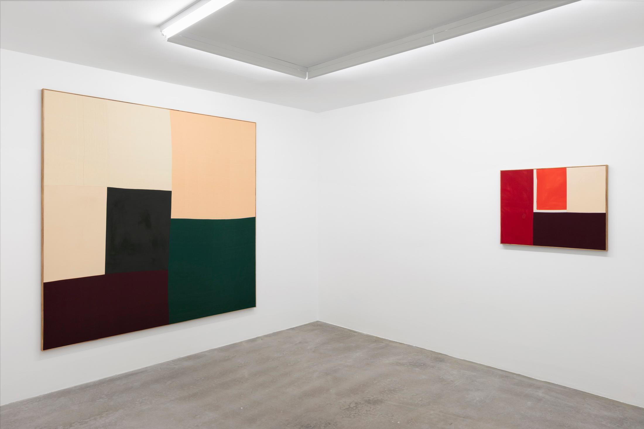 Exhibition View Ethan Cook Soloshow "Sets" at GALERIE PHILIPPZOLLINGER, Zurich, 2019 / Photo: Photo: Conradin Frei / Courtesy the artist and GALERIE PHILIPPZOLLINGER