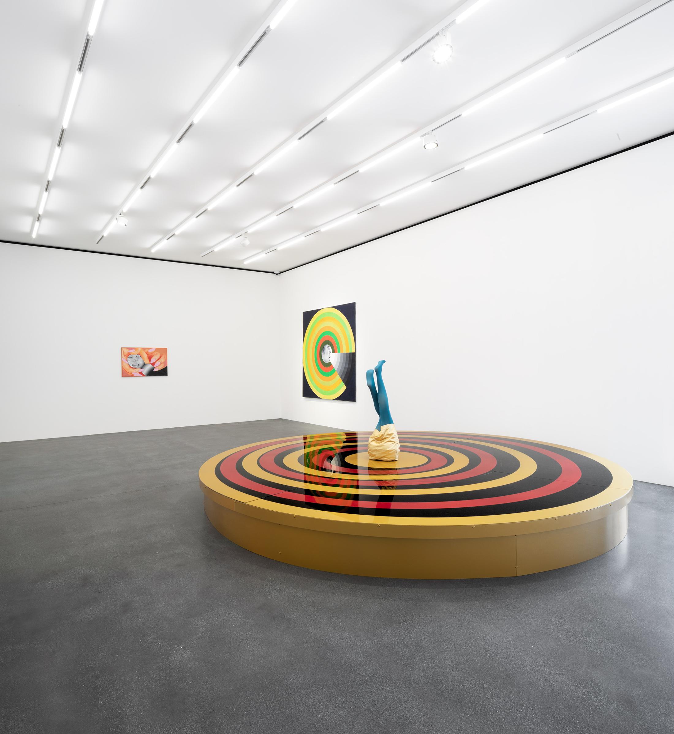 Exhibition View Evelyne Axell Solo Show «Body Double; view on special work by Sylvie Fleury, Marcel et Robert, 2009, (foreground)» at Muzeum Susch, Susch, 2020 / Photo: Maja Wirkus / Courtesy: Muzeum Susch / Art Stations Foundation CH