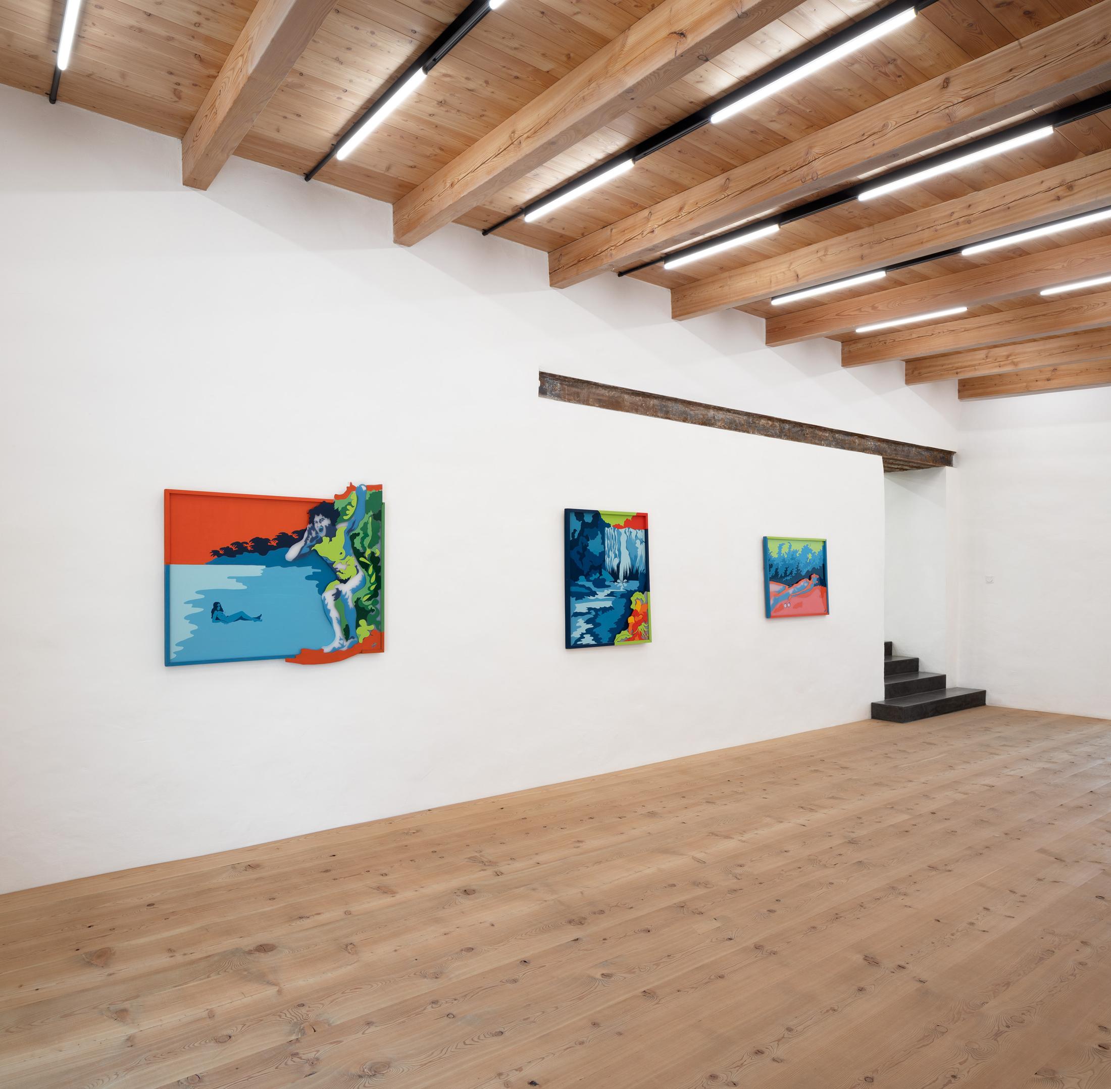 Exhibition View Evelyne Axell Solo Show «Body Double; view on Evelyne Axell, La Fille de Feu, 1967-1968, enamel on wood and Clartex, 120 × 110 cm» at Muzeum Susch, Susch, 2020 / Photo: Paul Louis / © ADAGP, Paris and Prolitteris, Zurich, 2020 / Courtesy: Collection Philippe Axell