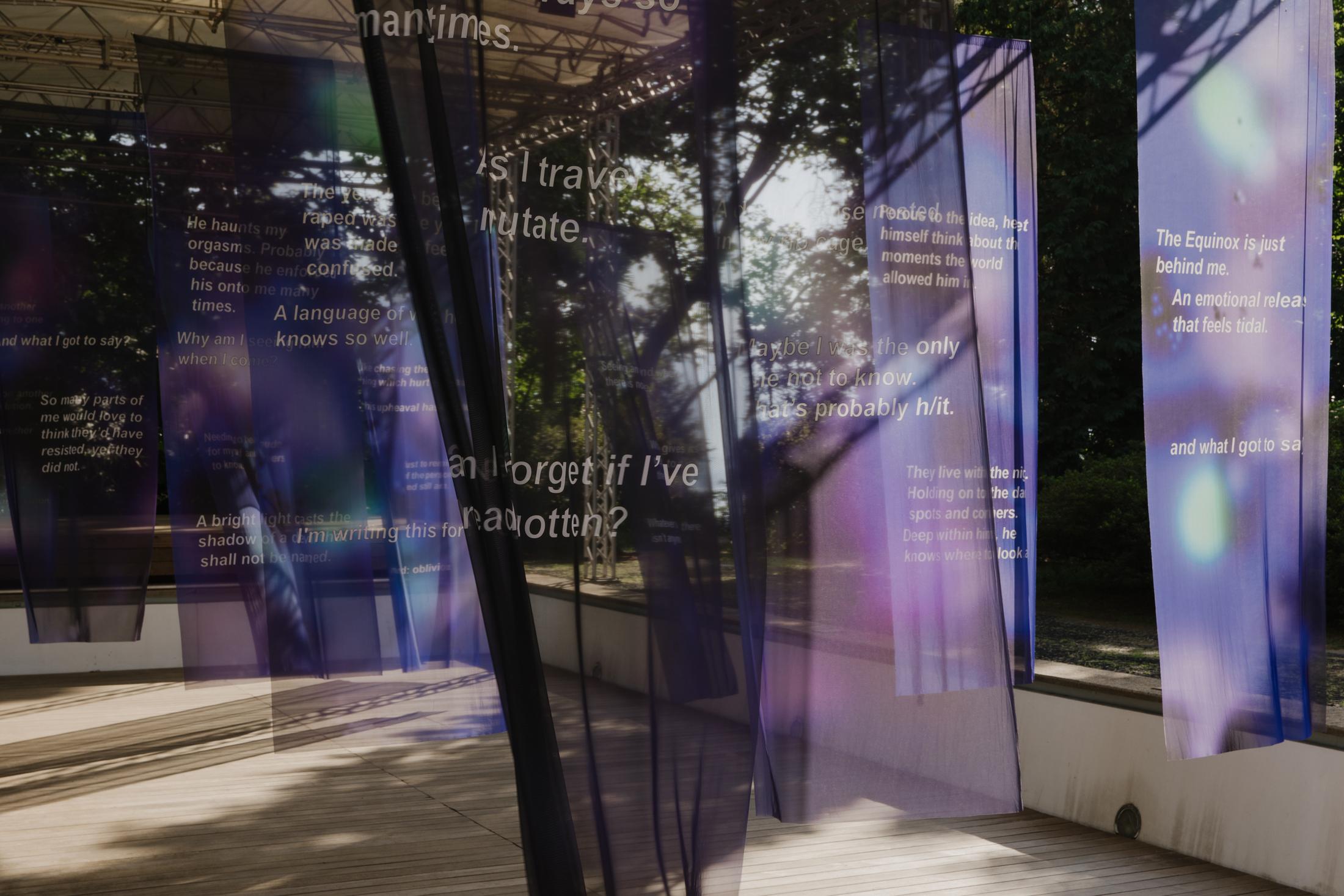 Exhibition View Izidora L. LETHE Solo Show «Songs to the Suns; view on Paul Maheke, As Saturn and Jupiter Conjunct, 2021 - ongoing series» at the Cabaret Voltaire, Zurich/Monte Verità, 2021 / Photo: © Diana Pfammatter / Courtesy: the artists and Cabaret Voltaire