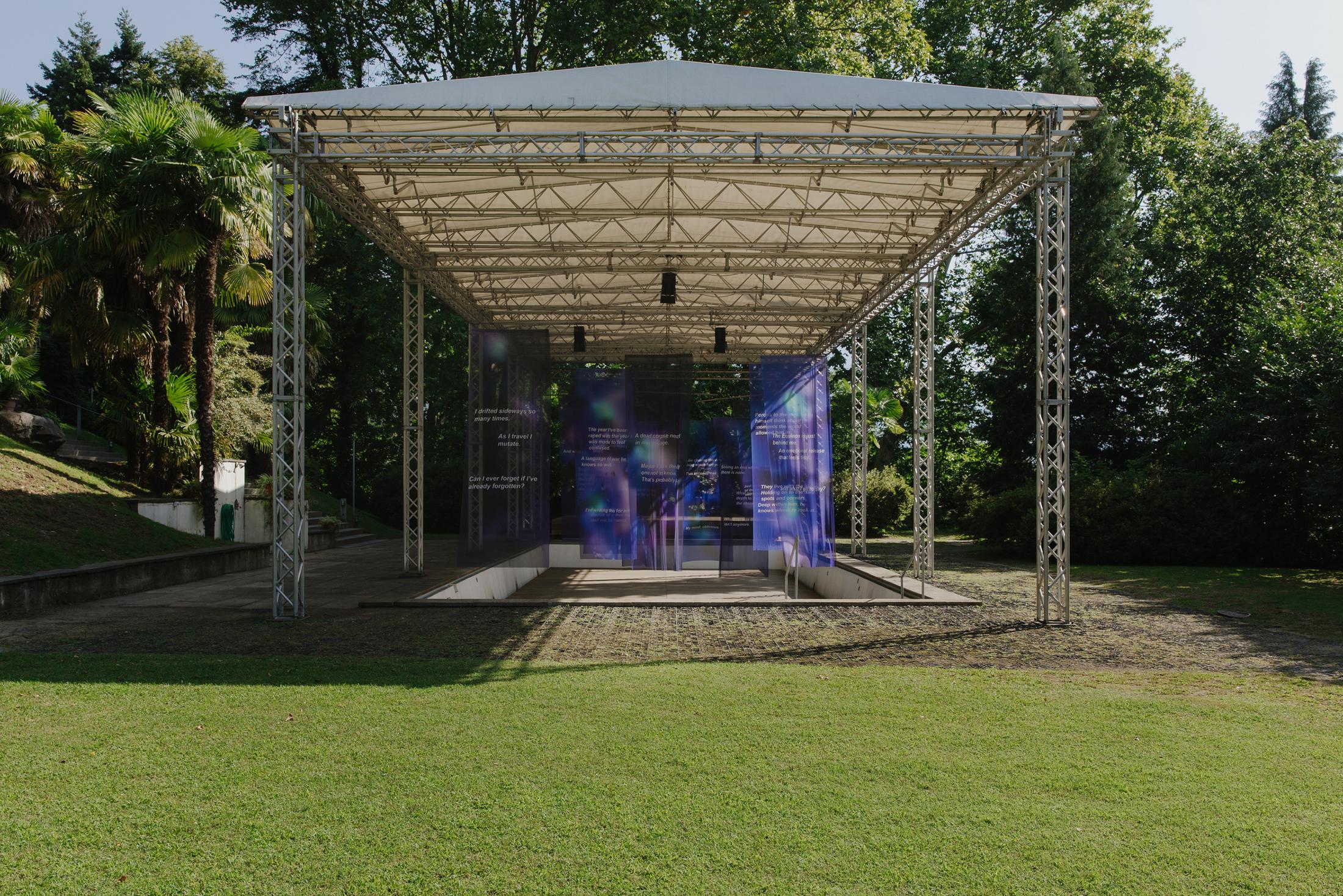 Exhibition View Izidora L. LETHE Solo Show «Songs to the Suns; view on Paul Maheke, As Saturn and Jupiter Conjunct, 2021 - ongoing series» at the Cabaret Voltaire, Zurich/Monte Verità, 2021 / Photo: © Diana Pfammatter / Courtesy: the artists and Cabaret Voltaire