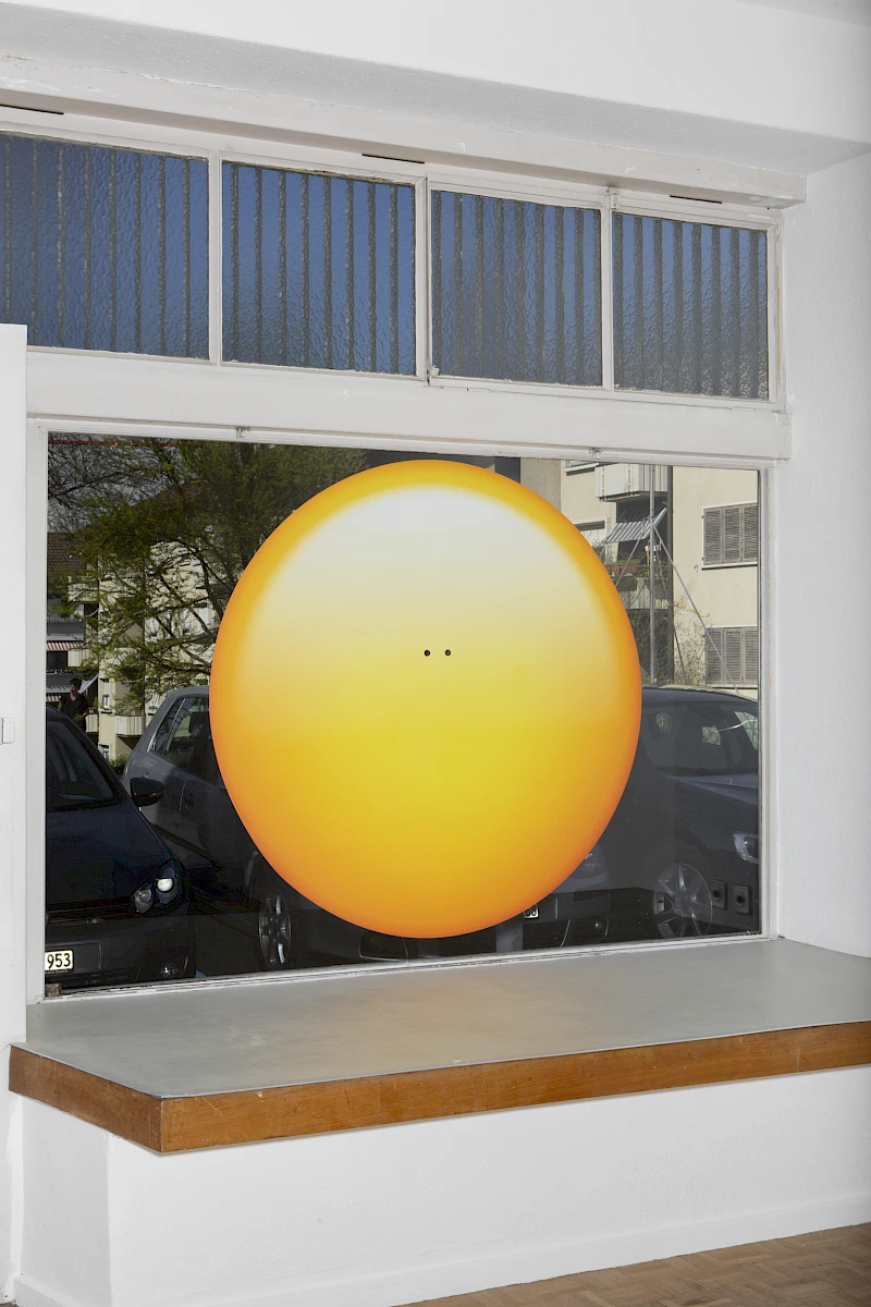 Exhibition View Group Show «SCOPE; view on David Moser, Untitled, 2024, Vinyl sticker, Dimension variable» at Sentiment, Zurich, Switzerland, 2025 / Photo: Philipp Rupp & Julien Gremaud / Courtesy: the artists and Sentiment