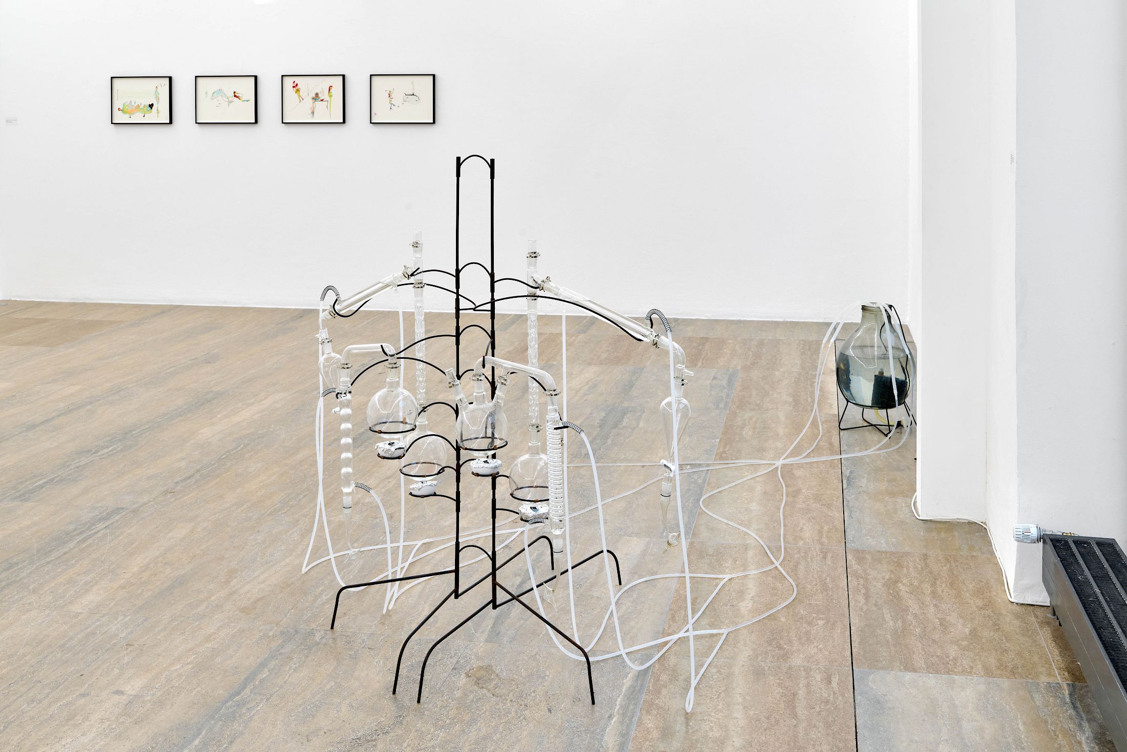 Exhibition View Group Show «Defiant Gardens ; view on Jacopo Belloni, Hypnos, 2025 » at Halle Nord, Geneva, 2025 / Photo: Thomas Maisonnasse / Courtesy: the artists and Halle Nord