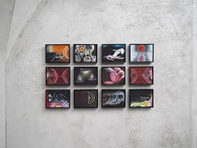 Exhibition view Emma Jung & Rebecca Ackroyd «Tage und Nächte», Cabaret Voltaire 2025; Rebecca Ackroyd,
The World as I feel it (Series) (detail), 2025. Photo: Cedric Mussano. Courtesy: the artist