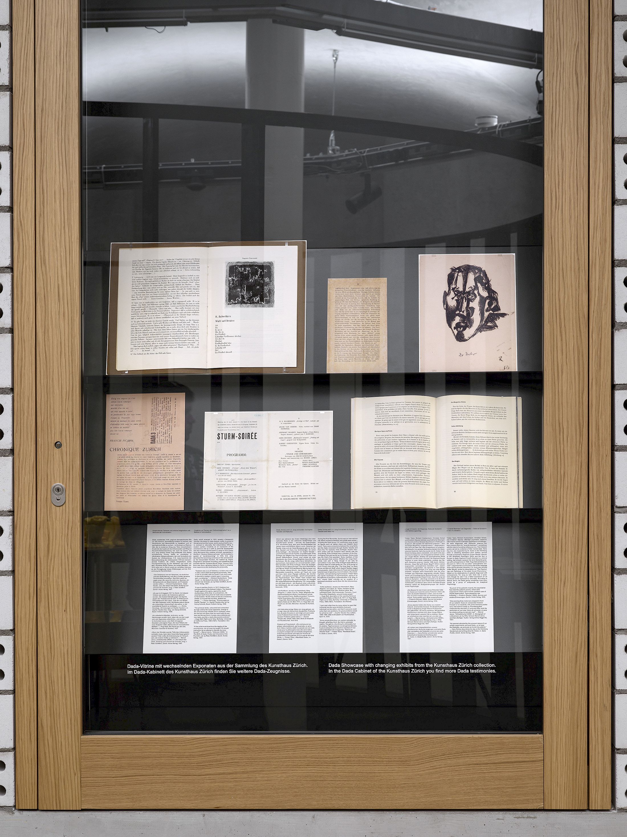 Exhibition view Emma Jung & Rebecca Ackroyd «Tage und Nächte», Cabaret Voltaire 2025; Rebecca Ackroyd, The World as I see it (Series) (detail), 2022–ongoing. Photo: Cedric Mussano. Courtesy: the artist