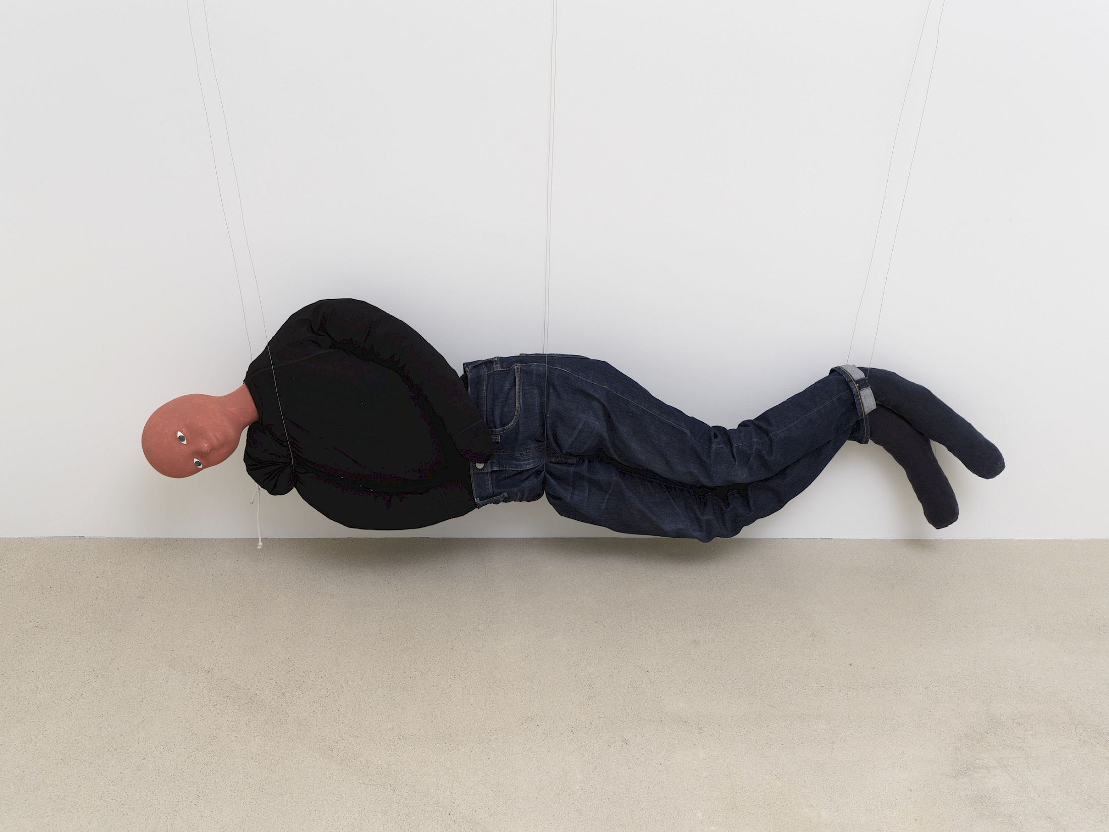 Exhibition View Solo Show Jannis Marwitz «FISH, fish ; view on Radiator Piece, 2025, fabric, foam plastic, styrofoam, tempera, wire, dimensions variable» at Damien and the Love Guru, Zurich, 2026 / Photo: Felix Jungo / Courtesy: the artist and Damien and the Love Guru