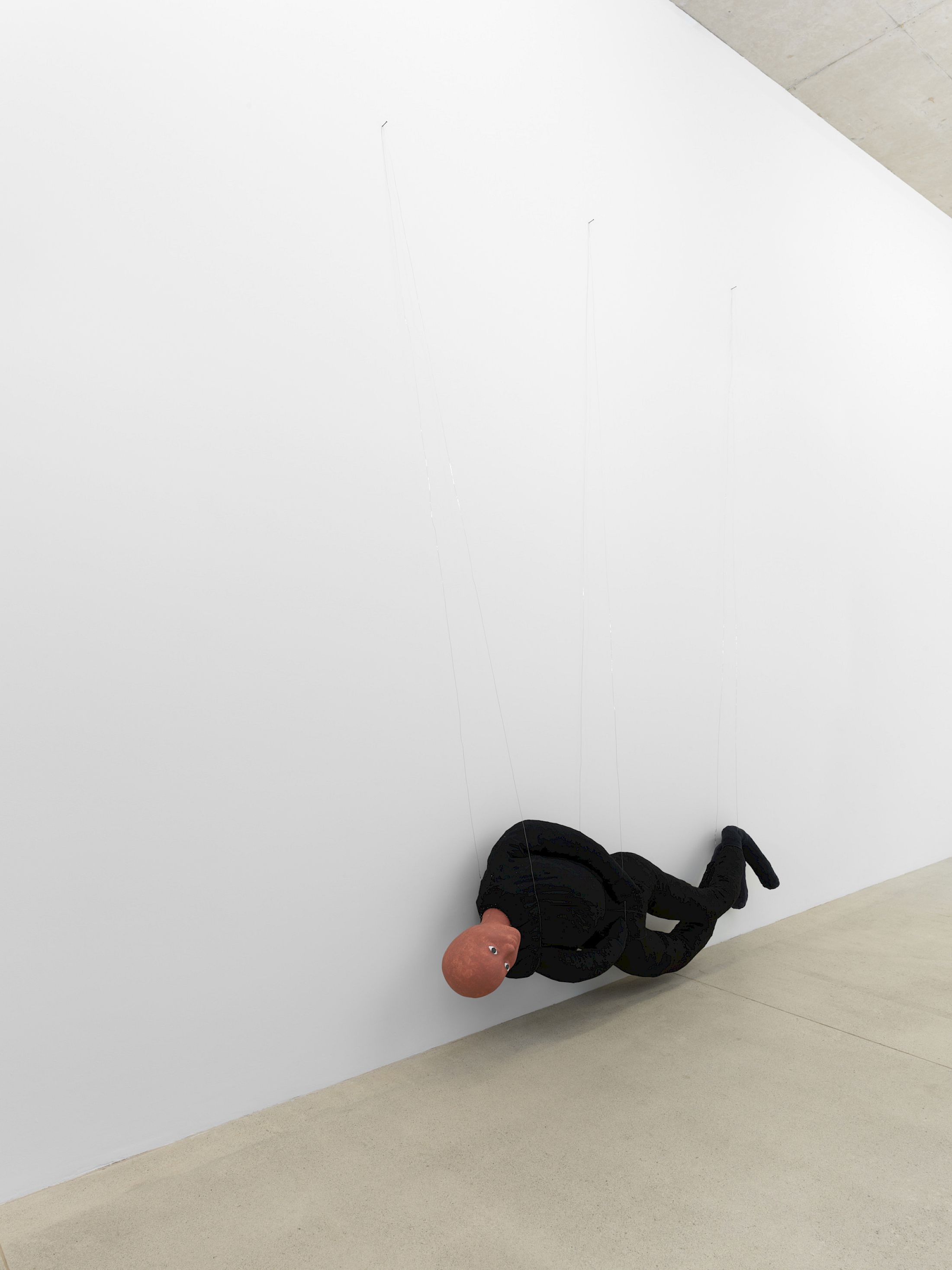 Exhibition View Solo Show Jannis Marwitz «FISH, fish ; view on Radiator Piece, 2025, fabric, foam plastic, styrofoam, tempera, wire, dimensions variable» at Damien and the Love Guru, Zurich, 2026 / Photo: Felix Jungo / Courtesy: the artist and Damien and the Love Guru