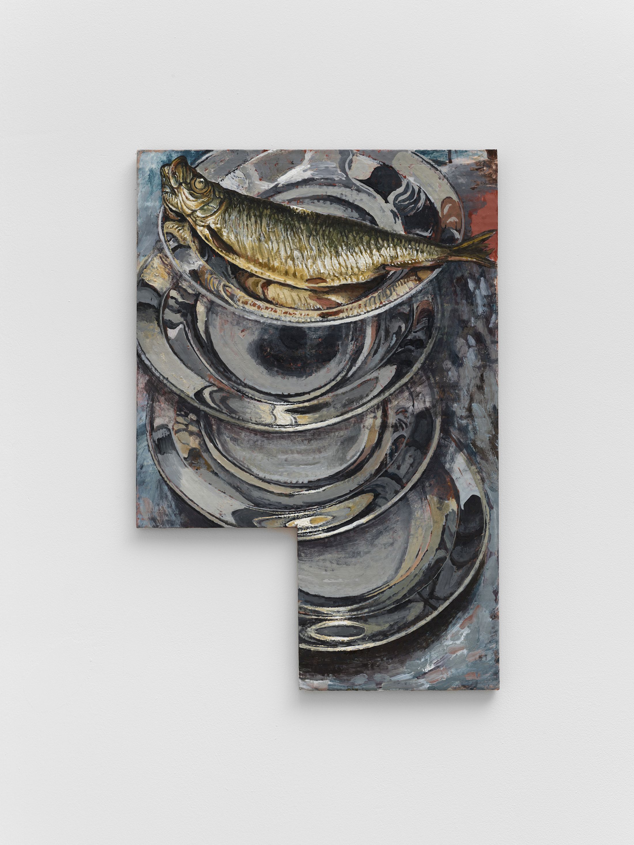 Exhibition View Solo Show Jannis Marwitz «FISH, fish ; view on FISH fish, 2026, tempera on cardboard, 50 × 33 cm» at Damien and the Love Guru, Zurich, 2026 / Photo: Felix Jungo / Courtesy: the artist and Damien and the Love Guru