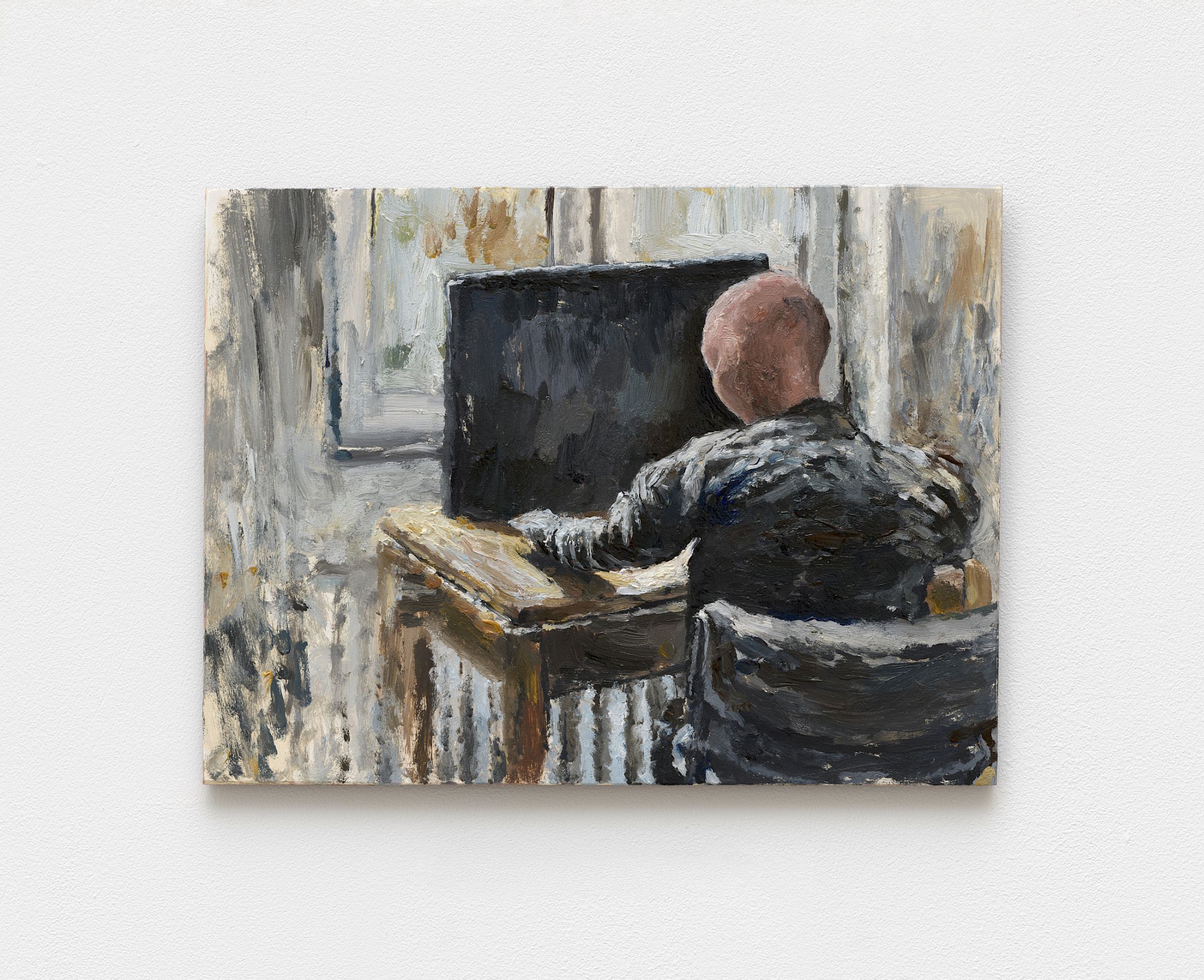 Exhibition View Solo Show Jannis Marwitz «FISH, fish ; view on Radiator Piece, 2025, oil on wood, 21 × 28 cm» at Damien and the Love Guru, Zurich, 2026 / Photo: Felix Jungo / Courtesy: the artist and Damien and the Love Guru