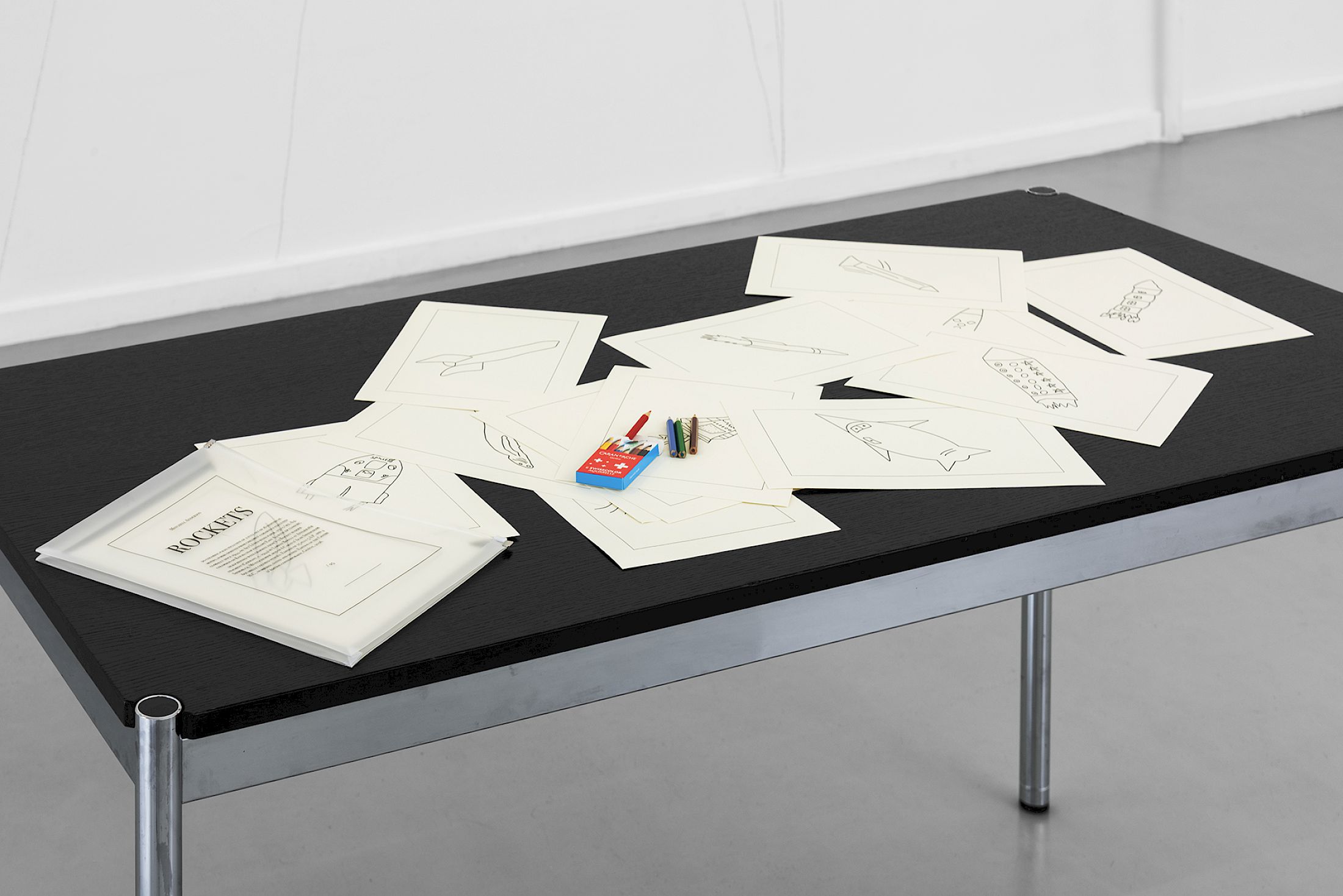 Exhibition View Solo Show Mitchell Anderson «Rockets ; view on Rockets, ed. of the CEC, 2026» at Centre d’Édition Contemporaine, Geneva, 2026 / Photo: Remy Ugarte Vallejos / Courtesy: the artist and Centre d’Édition Contemporaine