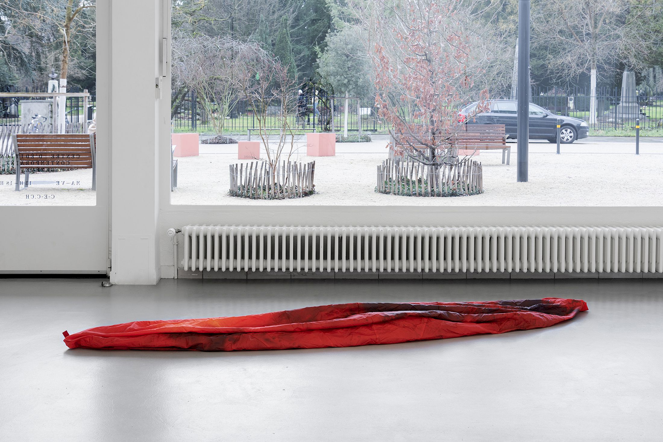 Exhibition View Solo Show Mitchell Anderson «Rockets ; view on  Red planet piece, 2025» at Centre d’Édition Contemporaine, Geneva, 2026 / Photo: Remy Ugarte Vallejos / Courtesy: the artist and Centre d’Édition Contemporaine