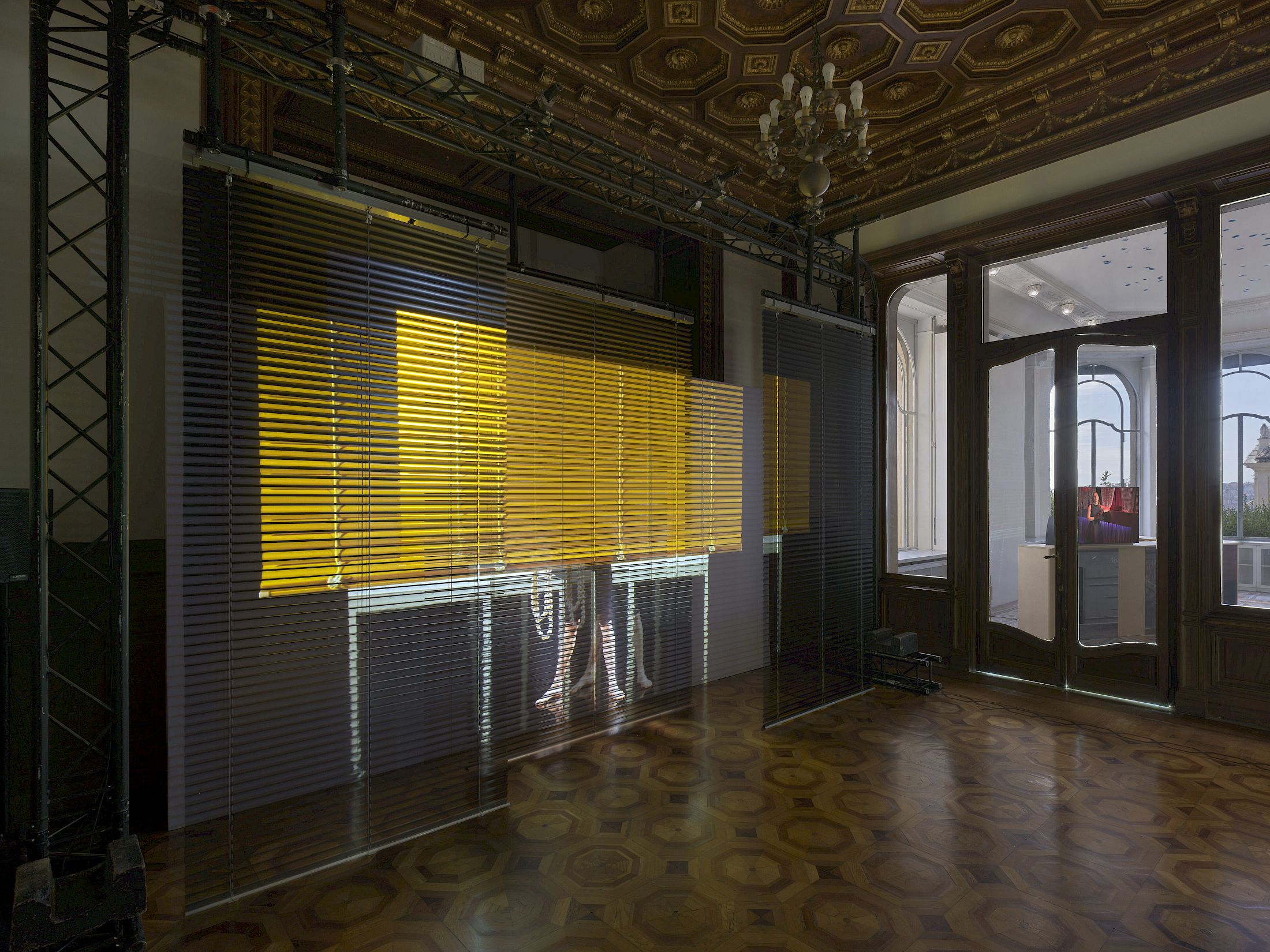 Exhibition View Duo Show Pauline Boudry / Renate Lorenz «How we always survived ; view on (No) Time (2020), Choreography and performance: Julie Cunningham, Werner Hirsch, Joy Alpuerto Ritter, Aaliyah Thanisha» at Istituto Svizzero Roma, Roma, 2025-2026 / Photo: Annik Wetter / Courtesy: the artists and Fonds régional d’art contemporain Bretagne