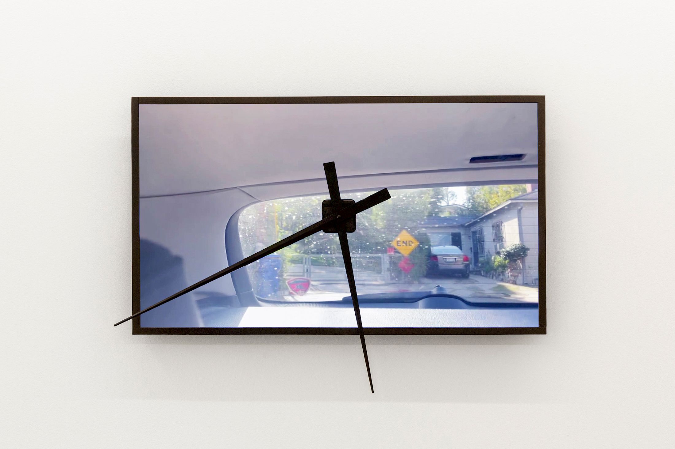 Exhibition View Group Show «Recessment ; view on Bernhard Hegglin, Screenclock, Blend to Motion 2025» at Stretcher, Basel, 2025 / Photo: Nina Rieben / Courtesy: Stretcher and the artists