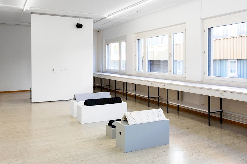 Exhibition View Group Show «Recessment» at Stretcher, Basel, 2025 / Photo: Nina Rieben / Courtesy: Stretcher and the artists