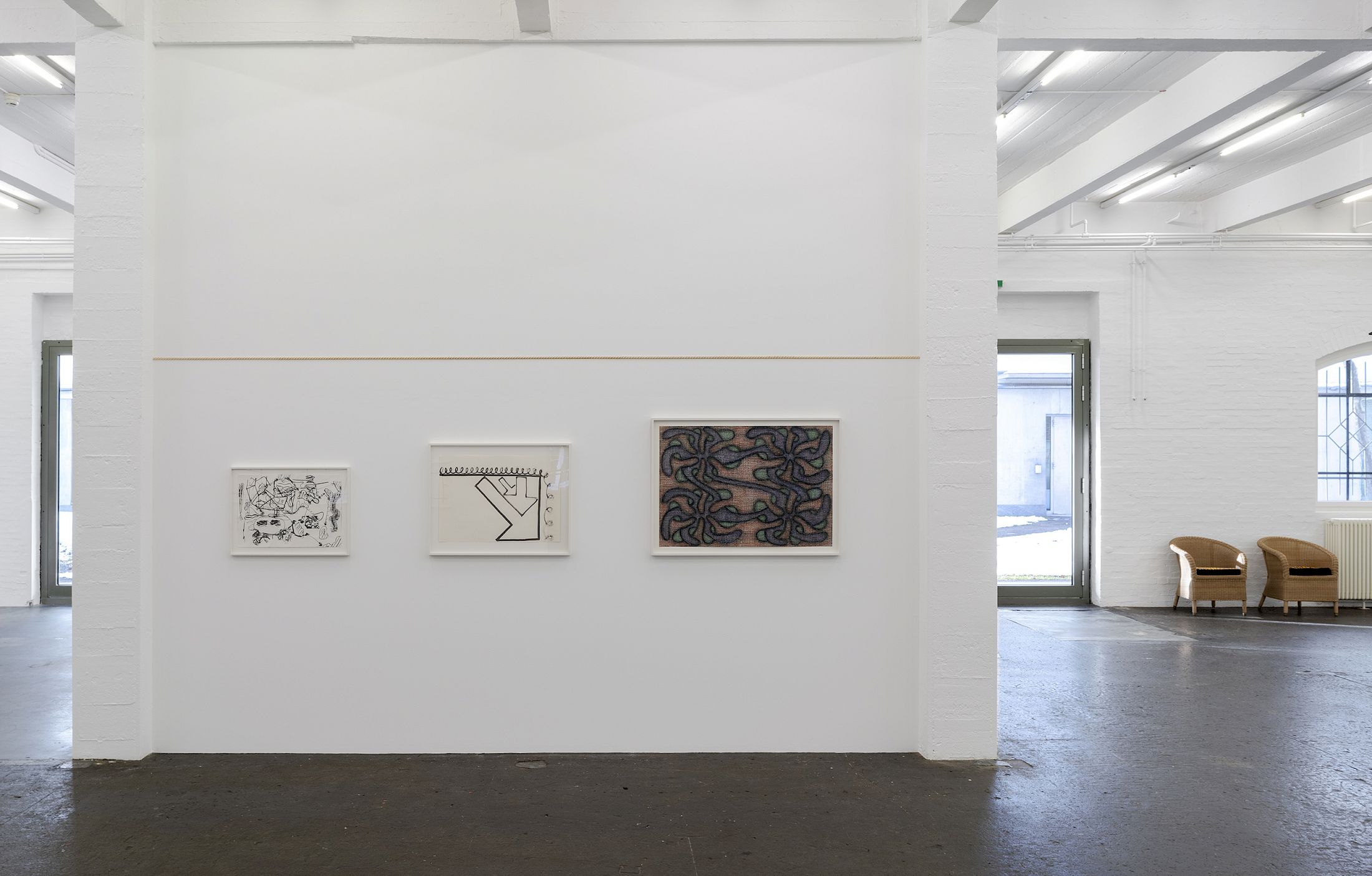 Exhibition View Solo Show Sam Porritt «One Thing After Another (Drawings 2005–2025)» at Kunst Halle Sankt Gallen, St.Gallen, 2025-2026 / Photo: E. Sommer and Franz Rindlisbacher / Courtesy: the artist and Kunst Halle Sankt Gallen