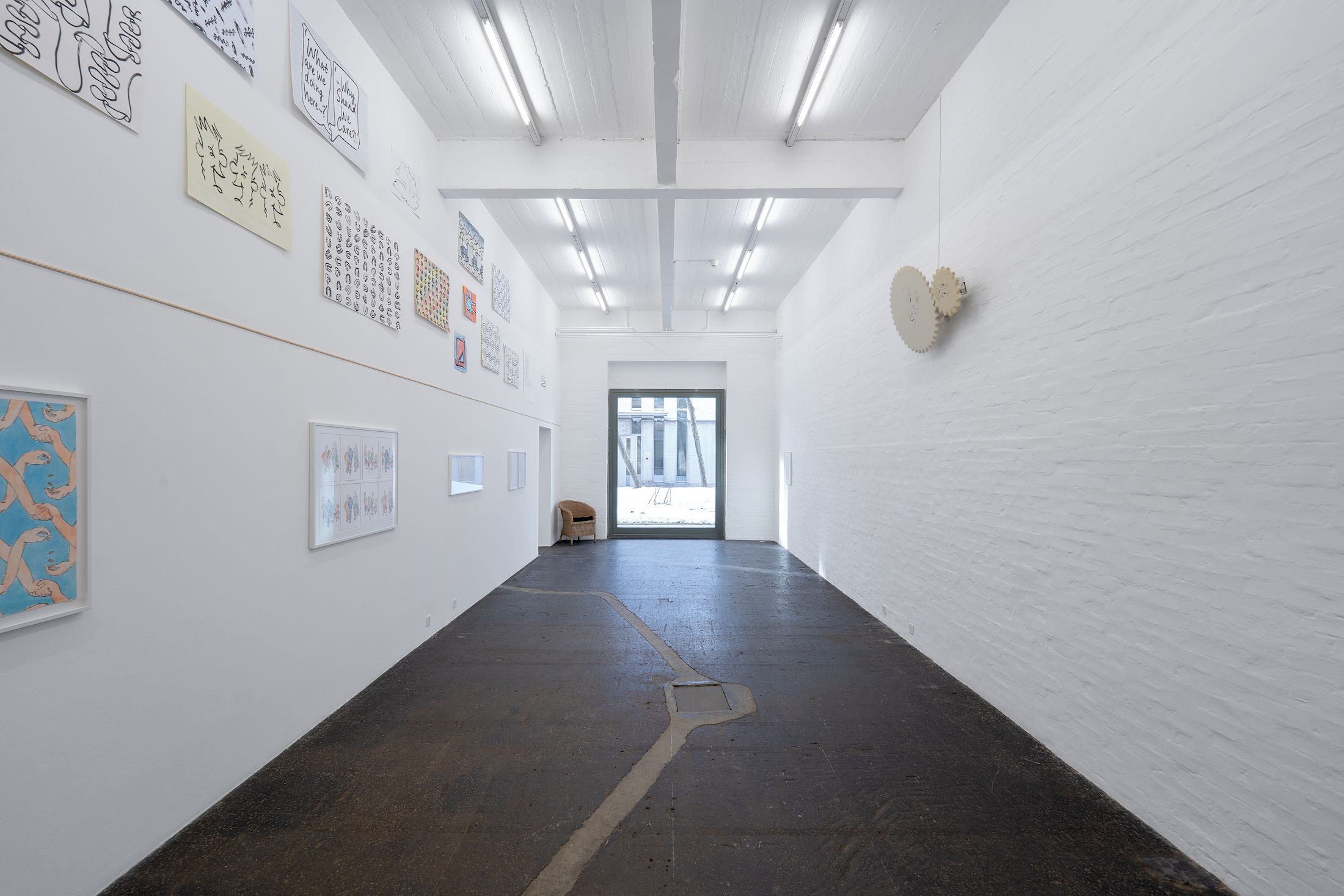 Exhibition View Solo Show Sam Porritt «One Thing After Another (Drawings 2005–2025)» at Kunst Halle Sankt Gallen, St.Gallen, 2025-2026 / Photo: E. Sommer and Franz Rindlisbacher / Courtesy: the artist and Kunst Halle Sankt Gallen