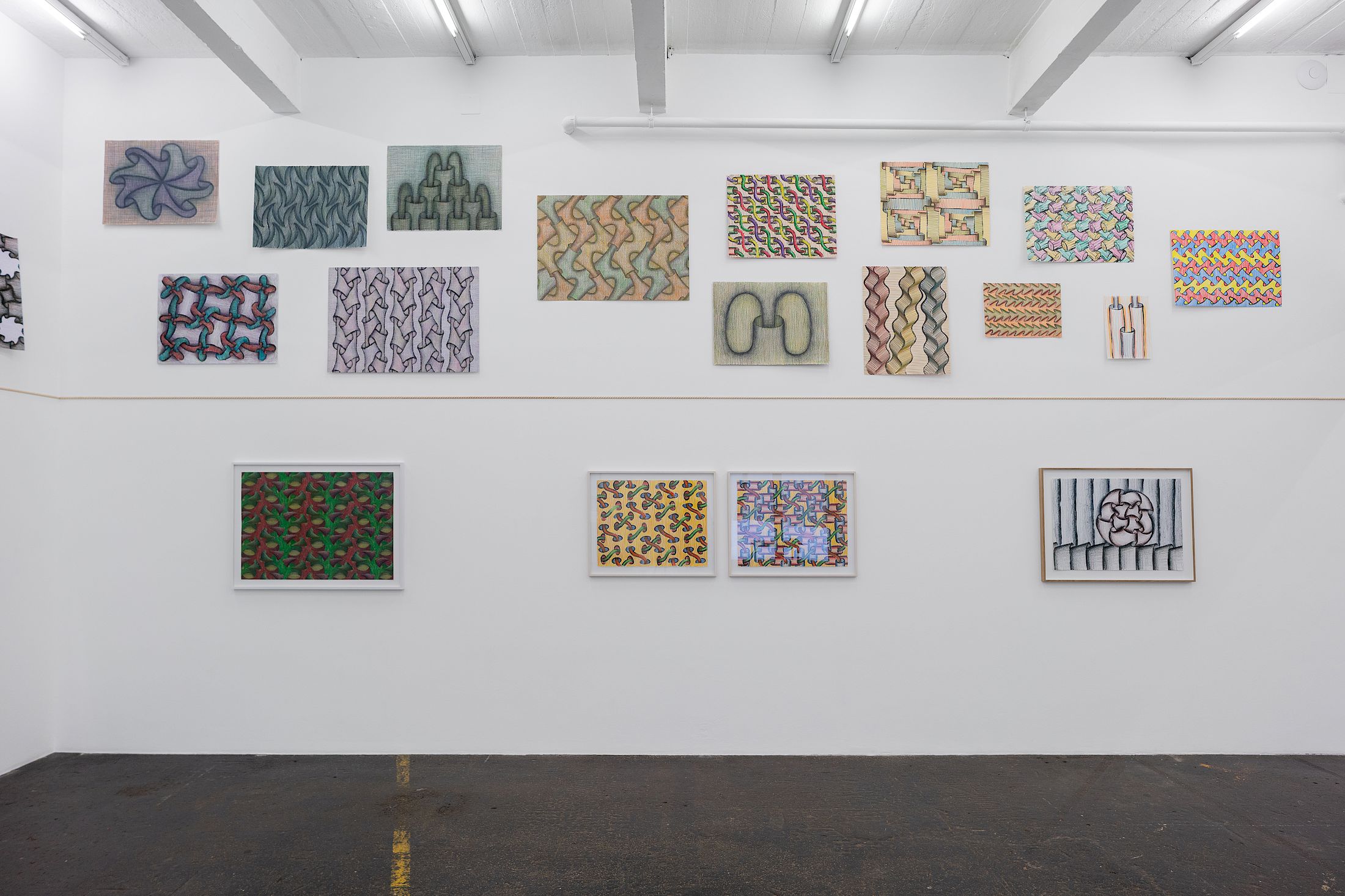 Exhibition View Solo Show Sam Porritt «One Thing After Another (Drawings 2005–2025)» at Kunst Halle Sankt Gallen, St.Gallen, 2025-2026 / Photo: E. Sommer and Franz Rindlisbacher / Courtesy: the artist and Kunst Halle Sankt Gallen