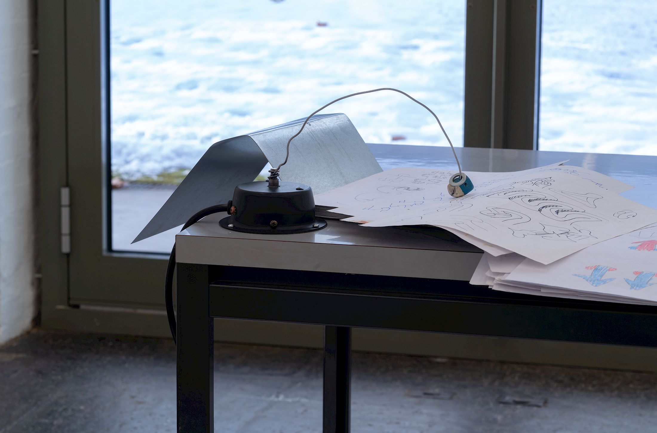 Exhibition View Solo Show Sam Porritt «One Thing After Another (Drawings 2005–2025) ; view on Duty of Care, Detail, 2020» at Kunst Halle Sankt Gallen, St.Gallen, 2025-2026 / Photo: E. Sommer and Franz Rindlisbacher / Courtesy: the artist and Kunst Halle Sankt Gallen