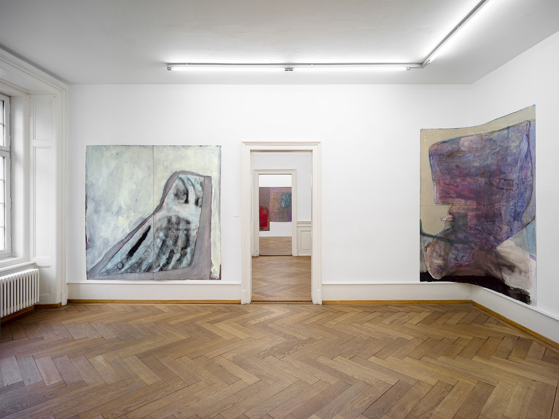 Exhibition View Group Show «Tracks and Traces ; view on Thomas Hauri, Ohne Titel, 2025; Ohne Titel, 2025 (2022-2025)» at Kunsthaus Langenthal, Langenthal, 2026 / Photo: Cedric Mussano / Courtesy: the artist and Kunsthaus Langenthal