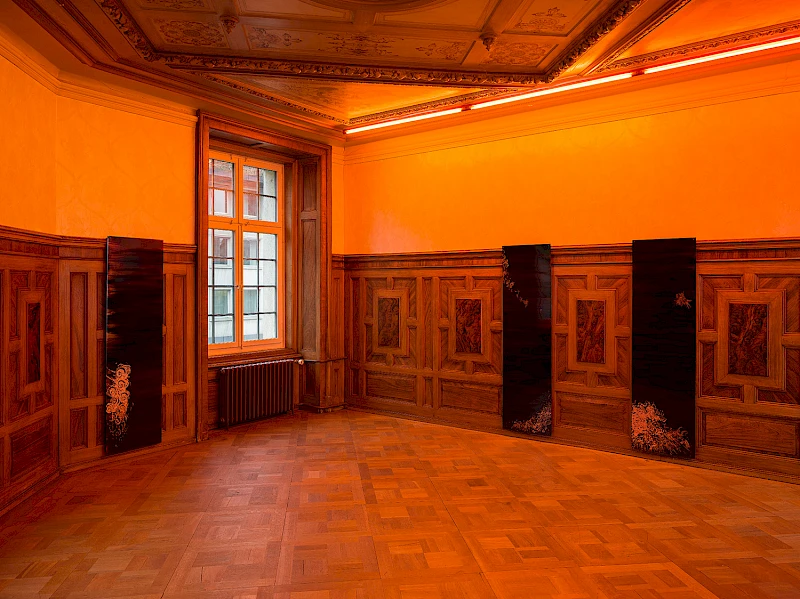 Exhibition View Group Show «Tracks and Traces ; view on Izidora I LETHE, Deluge (seep, 2026; Deluge (leak, 2026; Deluge (gush, 2026» at Kunsthaus Langenthal, Langenthal, 2026 / Photo: Cedric Mussano / Courtesy: the artist and Kunsthaus Langenthal