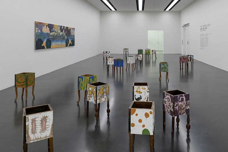 Exhibition View Solo Show Yann Stéphane Bisso «Mosaïque, présence, absence» at Kunstmuseum Luzern, Luzern, 2025-2026 / Photo: Marc Latzel / Courtesy: the artist and Kunstmuseum Luzern
