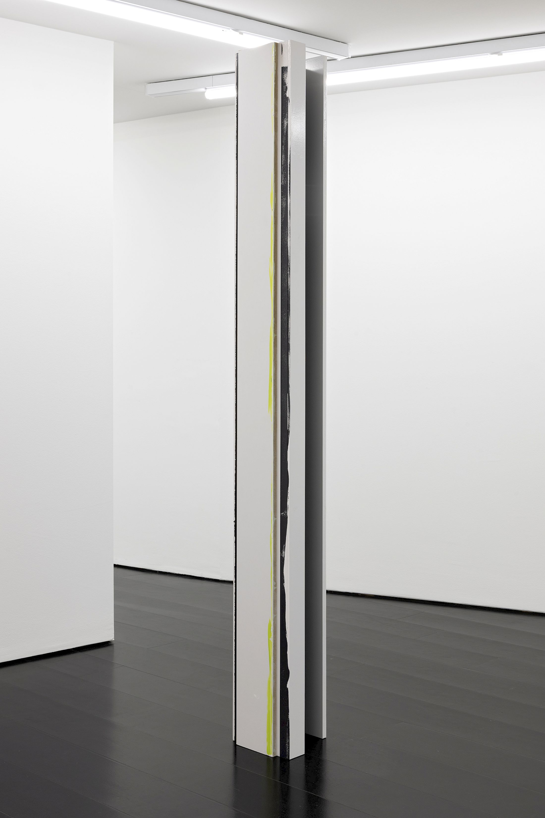 Exhibition View Group Show «Zu Gast in einer Strasse ; view on Lorenz Wernli, City West (1), 2025, MDF, acrylic laquer, glue, photograph, 200 x 200 x 20 cm » at Contemporary Fine Arts, Basel, 2026 / Photo: Gina Folly / Courtesy: the artists and Contemporary Fine Arts