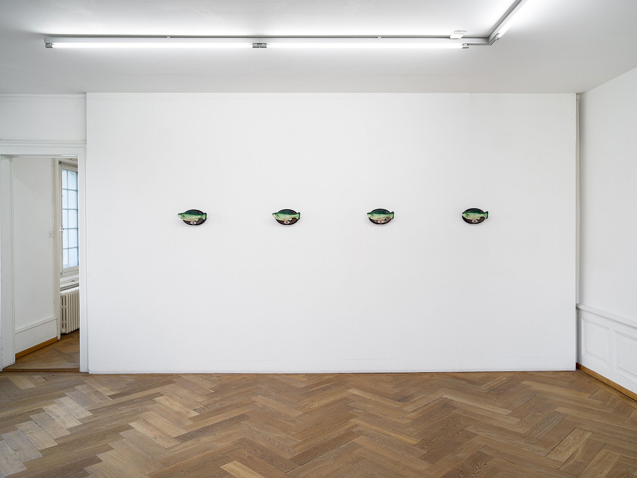 Exhibition View Solo Show alfatih «Time Leaks ; view on Adagio for fish: Barry, Brenda, Linda, Malcolm, 2026» at Kunsthaus Langenthal, Langenthal, 2026 / Photo: Cedric Mussano / Courtesy:  the artist and Kunsthaus Langenthal