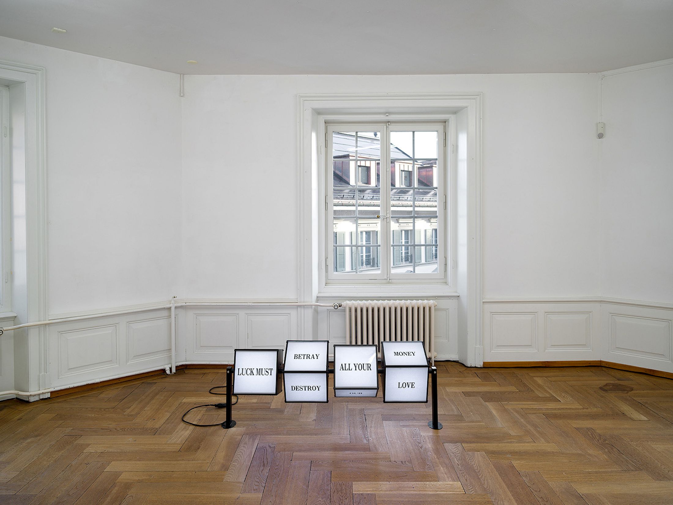 Exhibition View Solo Show alfatih «Time Leaks ; view on Untitled, 2025» at Kunsthaus Langenthal, Langenthal, 2026 / Photo: Cedric Mussano / Courtesy:  the artist and Kunsthaus Langenthal