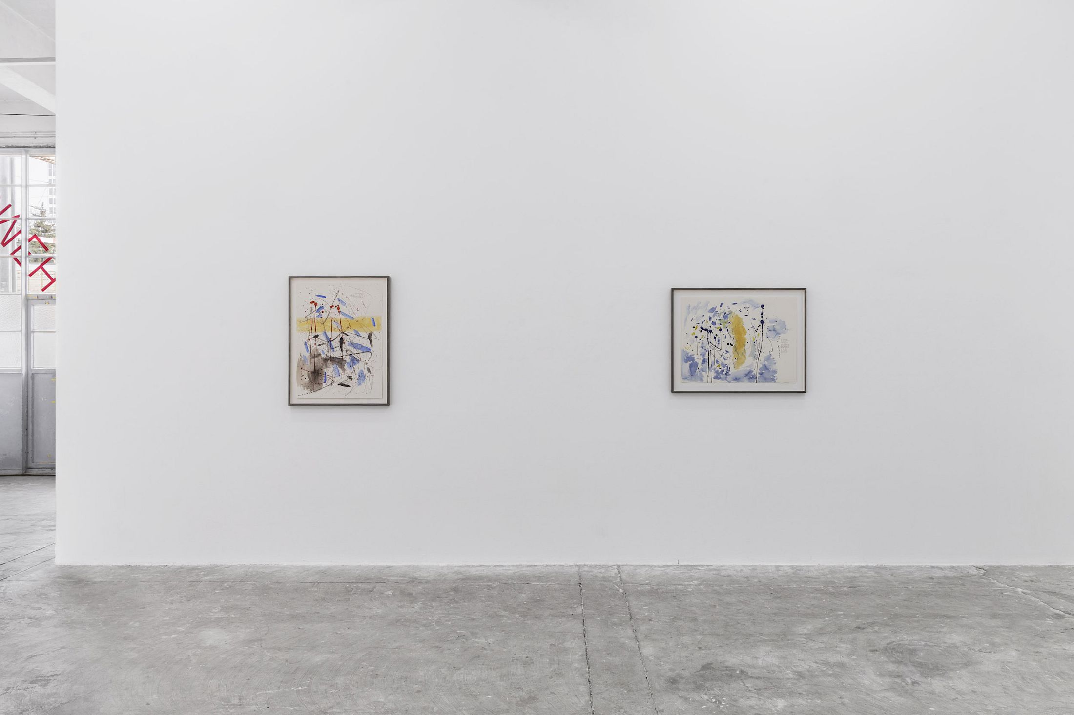 Exhibition View Solo Show Anh Trần «every water has the right place to be in ; view on Cảnh Khuya, 2025, Watercolour on paper, 77 × 57.5 cm ; The Boat and The Sea, 2025, Watercolour and pen on paper, 59.5 × 89.5 cm» at CIRCUIT Centre d’art contemporain, Lausanne, 2025-2026 / Photo: Aude Mayer / Courtesy: the artist and CIRCUIT