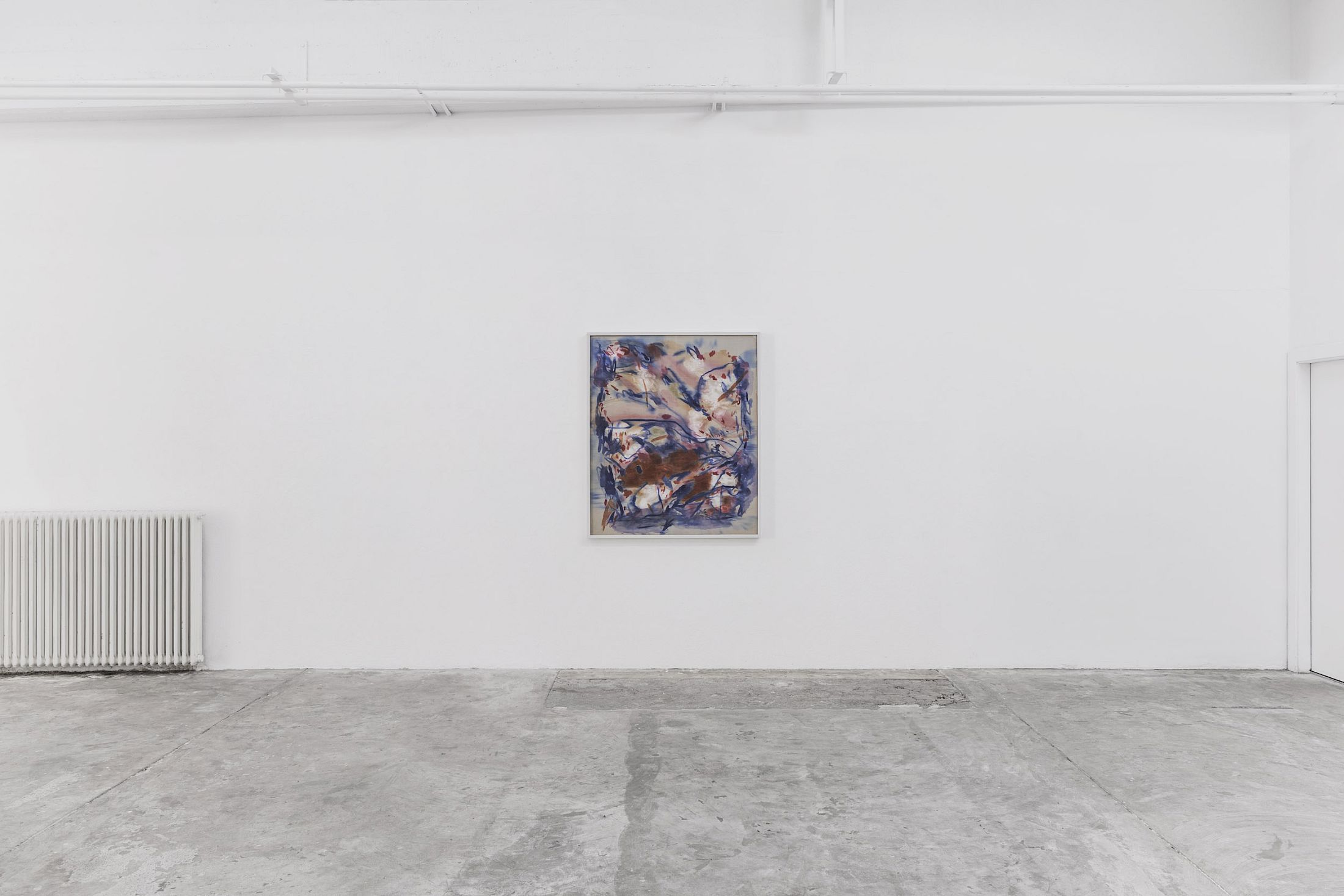 Exhibition View Solo Show Anh Trần «every water has the right place to be in ; view on From your deep valley to that town across the water, 2025, Watercolour, acrylic and ink on silk, 128 × 108 × 6 cm» at CIRCUIT Centre d’art contemporain, Lausanne, 2025-2026 / Photo: Aude Mayer / Courtesy: the artist and CIRCUIT