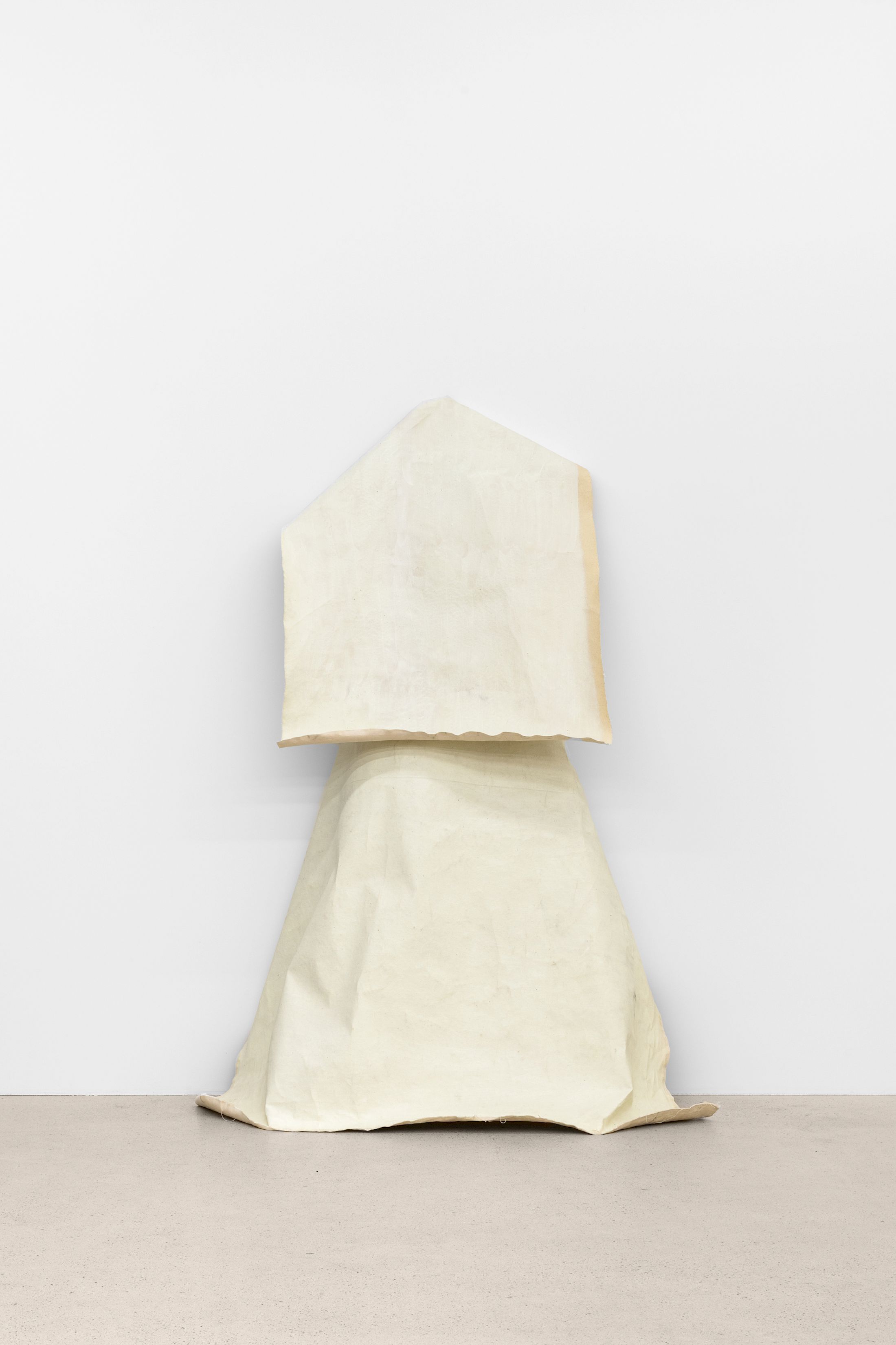 Exhibition View Solo Show Azize Ferizi «Fit In For Me ; view on Holy, 2025, oil on canvas, 190 x 140 x 60cm» at Windhager Von Kaenel, Zug, 2025 / Photo: Julian Blum / Courtesy: the artist and Windhager von Kaenel