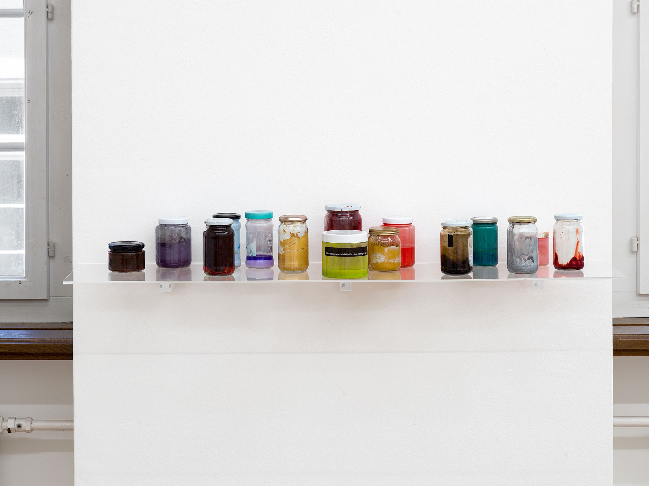 Exhibition View Solo Show Camilla Wills «The path ; view on Paint and unused titles (Detail), 2025» at Kunsthalle Winterthur, Winterthur, 2025 / Photo: Cedric Mussano / Courtesy: Kunsthalle Winterthur and Rietlanden Women’s Office