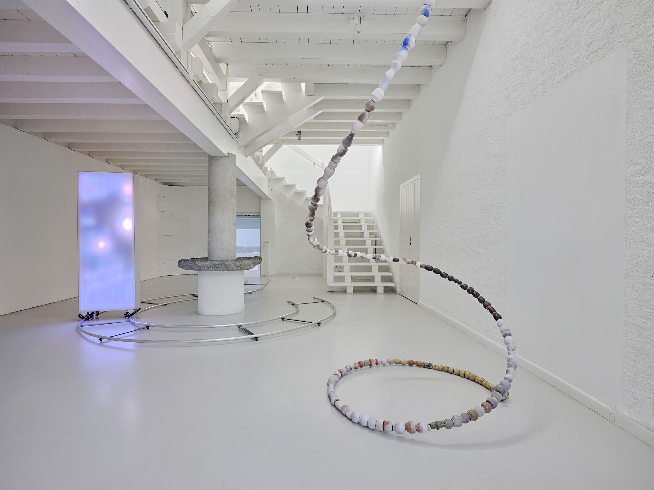 Exibition View Solo Show Camille Dumond «Everything but sliced» at Ferme de la Chapelle, Geneva, Grand-Lancy, 2025 / Photo: Nicolas Delaroche / Courtesy: the artist and Ferme de la Chapelle