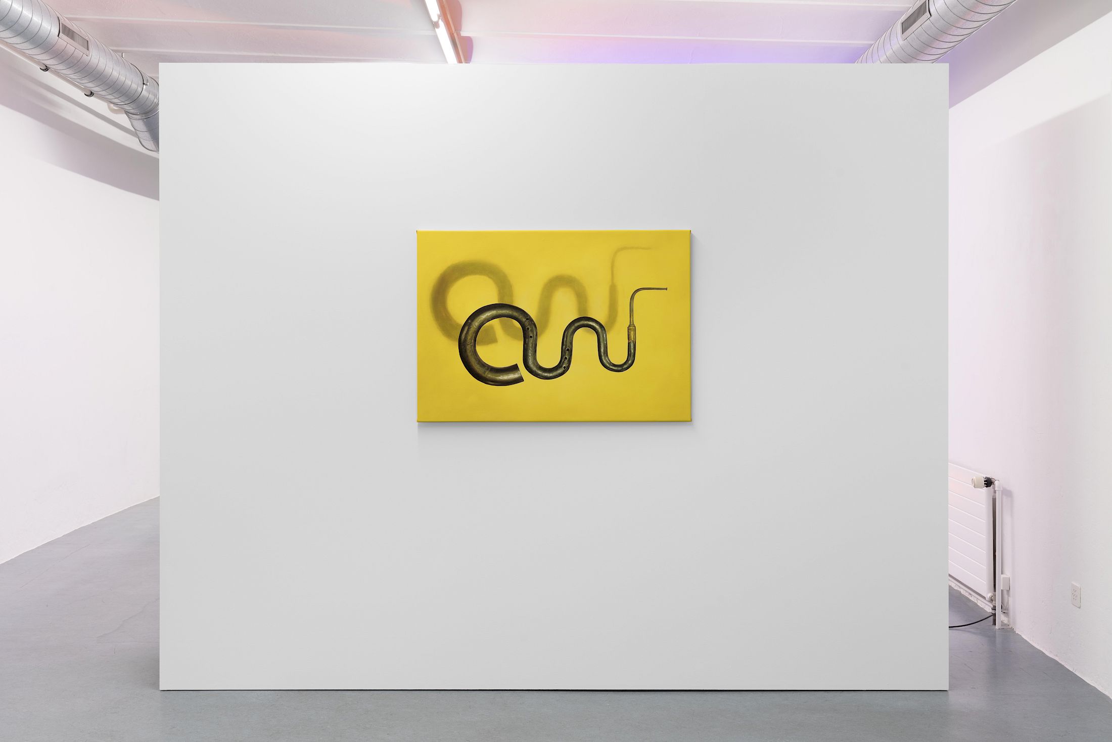 Exhibition View Group Show «Ecstatic Trance: Artists on Rock My Religion ; view on Diogo Pinto, Spellbound, 2025, Oil on canvas, 82 × 160 cm» at marytwo, Luzern, 2025-2026 / Photo: Jack Pryce / Courtesy: the artist and marytwo