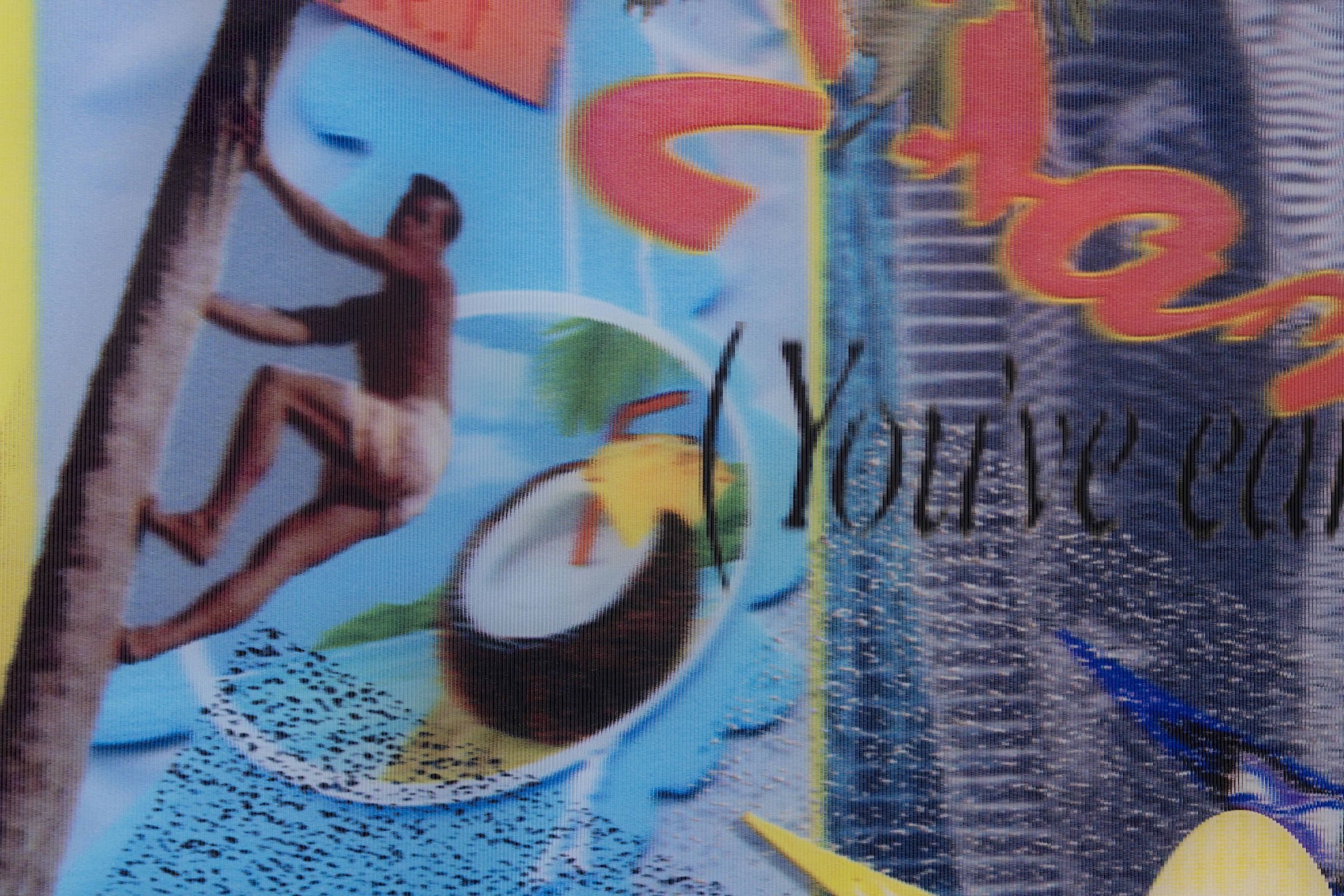 Exhibition View Group Show «Ecstatic Trance: Artists on Rock My Religion ; view on Samantha Box, Caribbean Colada (detail), 2024, 3D lenticular print, mounted on acrylic, 101.5 × 81.3 cm» at marytwo, Luzern, 2025-2026 / Photo: Jack Pryce / Courtesy: the artist and marytwo