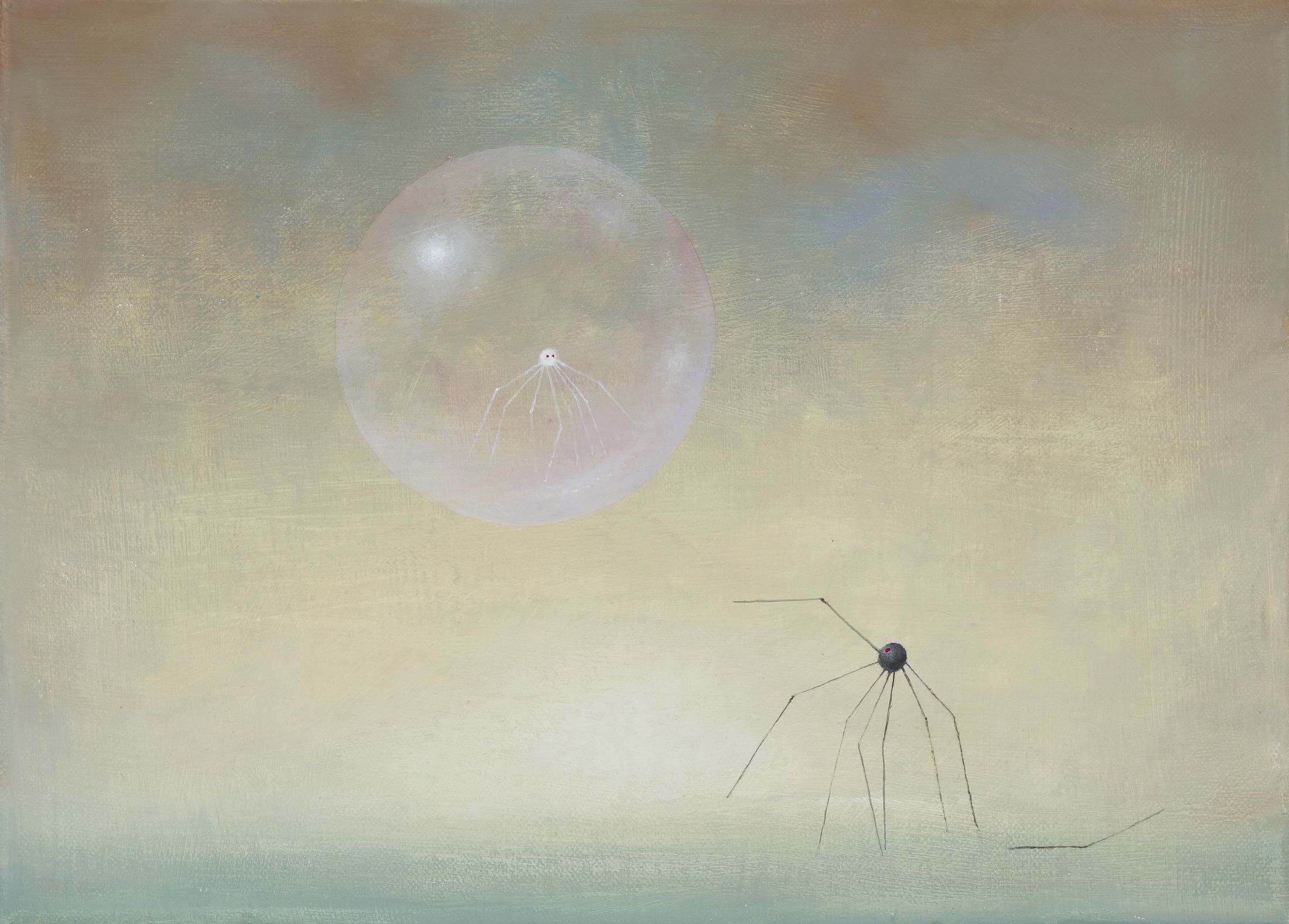 Exhibition View Solo Show Francisco Sierra «Alfombra ; view on Les Adieux, 2025, Oil on canvas, 24 × 33 cm» at Kunstmuseum Solothurn, 2025-2026 / Photo: Sebastian Verdon / Courtesy: private collection