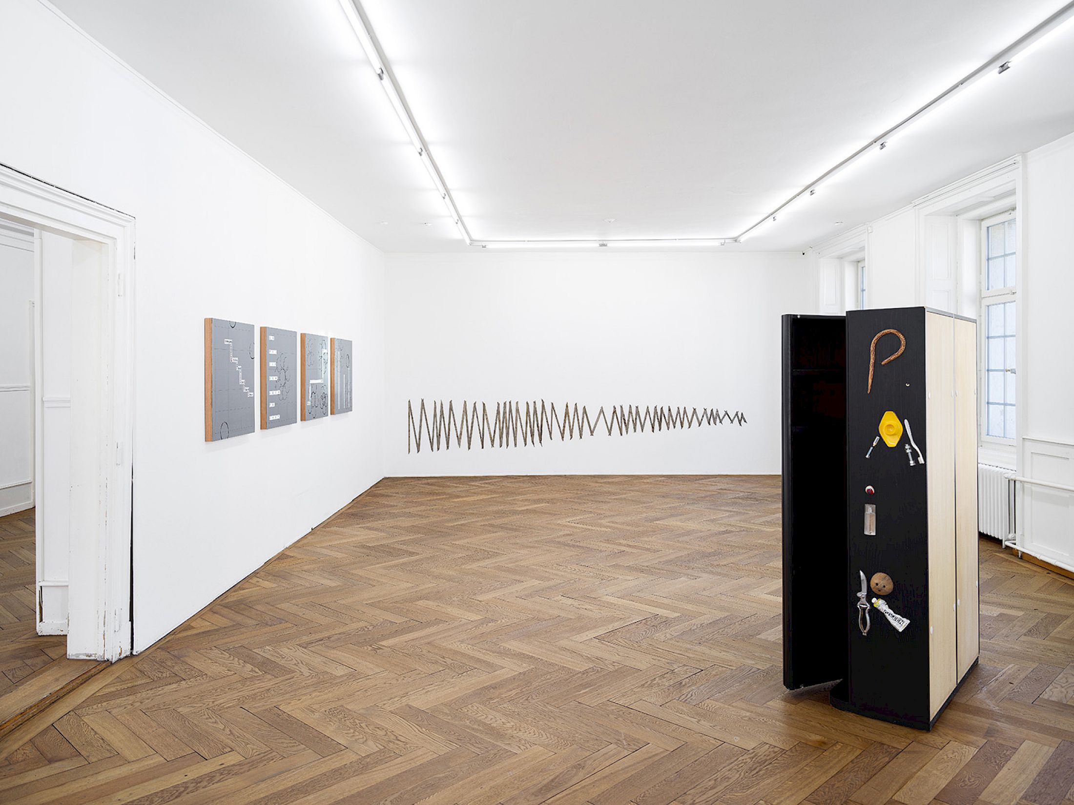Exhibition View Group Show «Ist der text der text der ausbleibt» at Kunsthaus Langenthal, Langenthal, 2025 / Photo: Cedric Mussano / Courtesy: the artists and Kunsthaus Langenthal