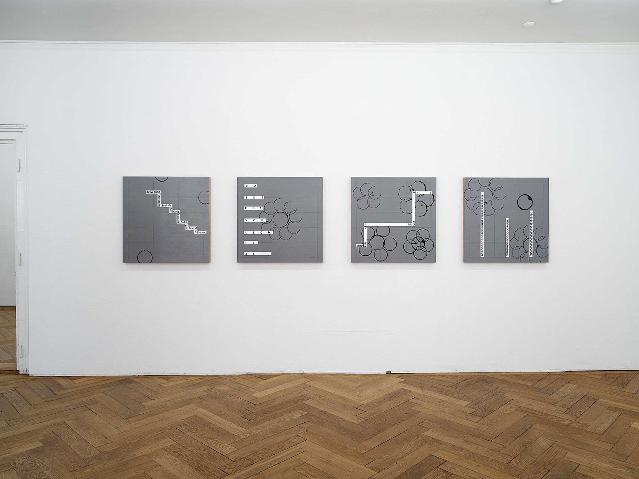 Exhibition View Group Show «Ist der text der text der ausbleibt ; view on Daniel Kurth, Diagramme, 2025» at Kunsthaus Langenthal, Langenthal, 2025 / Photo: Cedric Mussano / Courtesy: the artists and Kunsthaus Langenthal