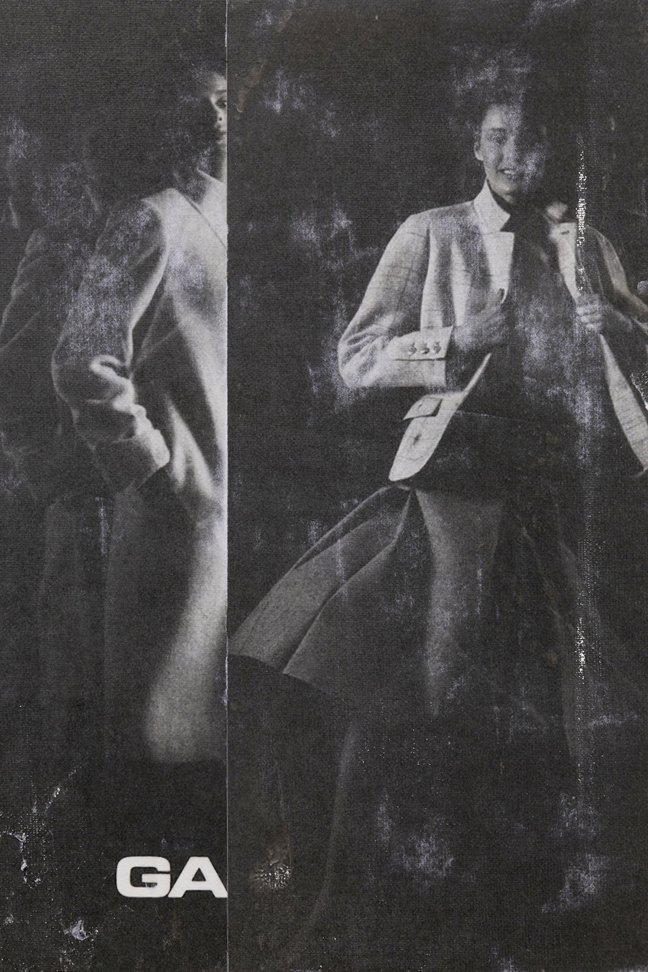 Exhibition View Solo Show Jiajia Zhang «How To Spend It ; view on  How To Spend It (Attention, Collapse, Affection, Control, Absence, Circulation, Anxiety, Consumption, Afterglow)(detail), 2025, Photo transfer on canvas, newspaper clipping, vinyl sticker, magazine cutout, ribbon of, honour, party hat, 40 × 120 cm» at Milieu, Bern, 2025 / Photo: Jiří Makovec / Courtesy: the artist and Milieu