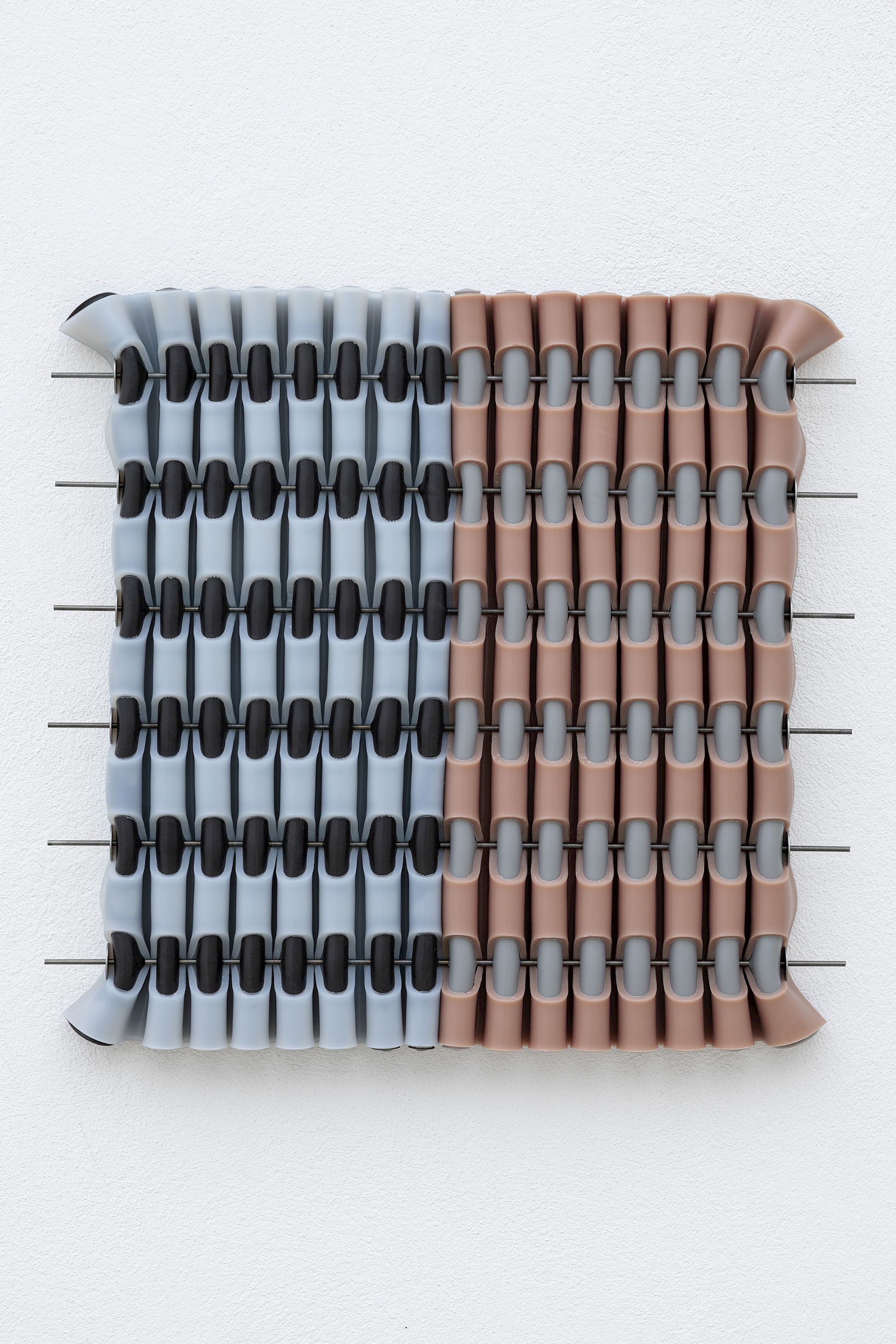 Exhibition View Solo Show Marlie Mul «Das Budget ; view on Large Charm (Knot), silicone with stainless steel, 2025» at Kunsthaus Glarus, Glarus, 2025 / Photo: Gina Folly /  Courtesy: the artist and Galerie Croy Nielsen, Vienna