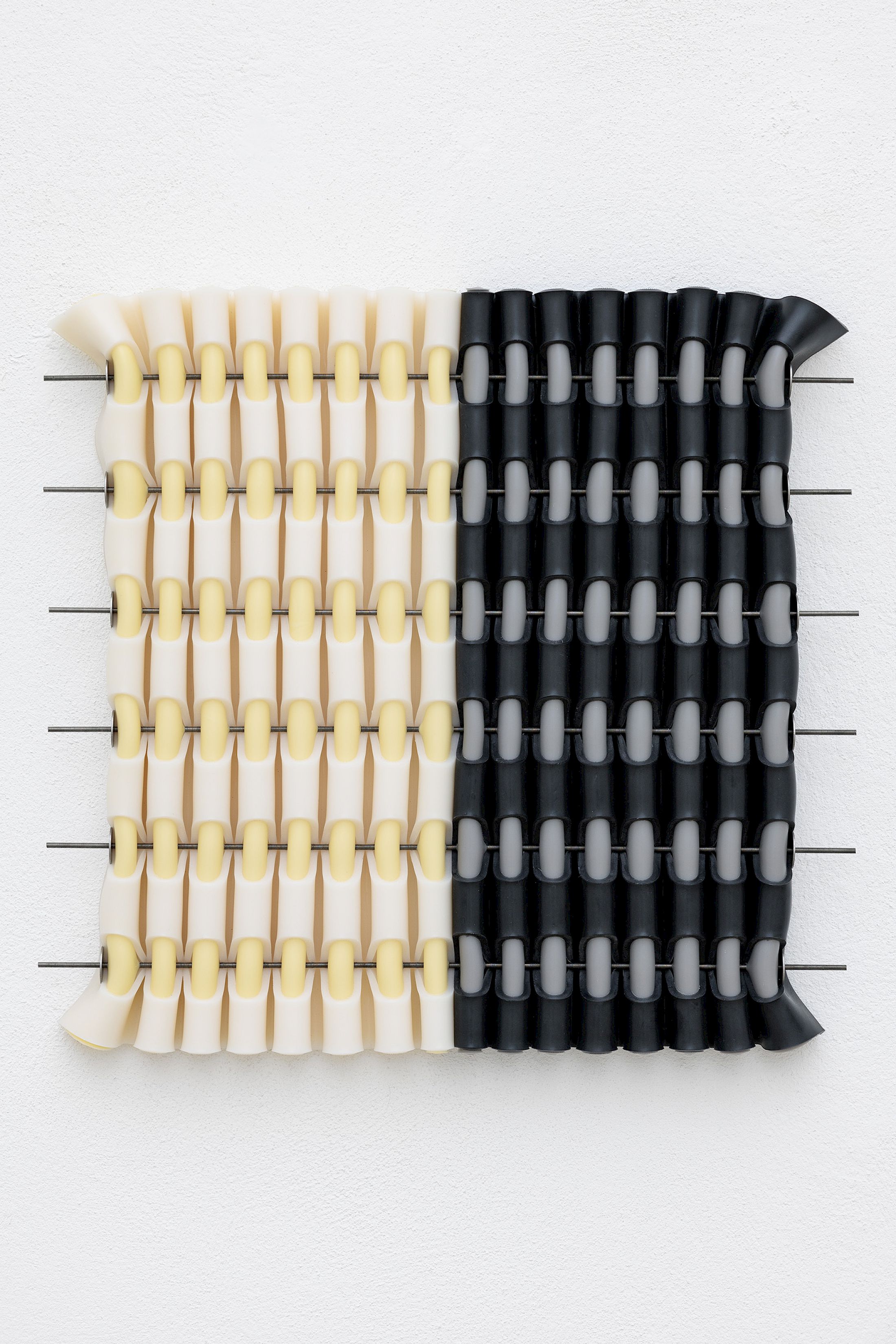 Exhibition View Solo Show Marlie Mul «Das Budget ; view on Large Charm (Item), silicone with stainless steel, 2025» at Kunsthaus Glarus, Glarus, 2025 / Photo: Gina Folly /  Courtesy: the artist and Galerie Croy Nielsen, Vienna