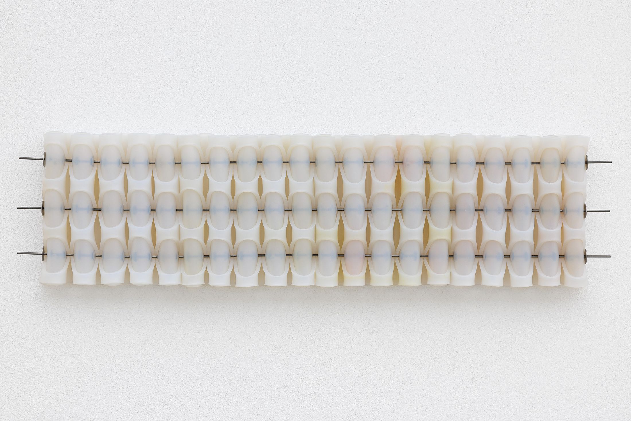 Exhibition View Solo Show Marlie Mul «Das Budget ; view on Large Charm (Container – long), silicone with stainless steel, 2025» at Kunsthaus Glarus, Glarus, 2025 / Photo: Gina Folly /  Courtesy: the artist and Galerie Croy Nielsen, Vienna