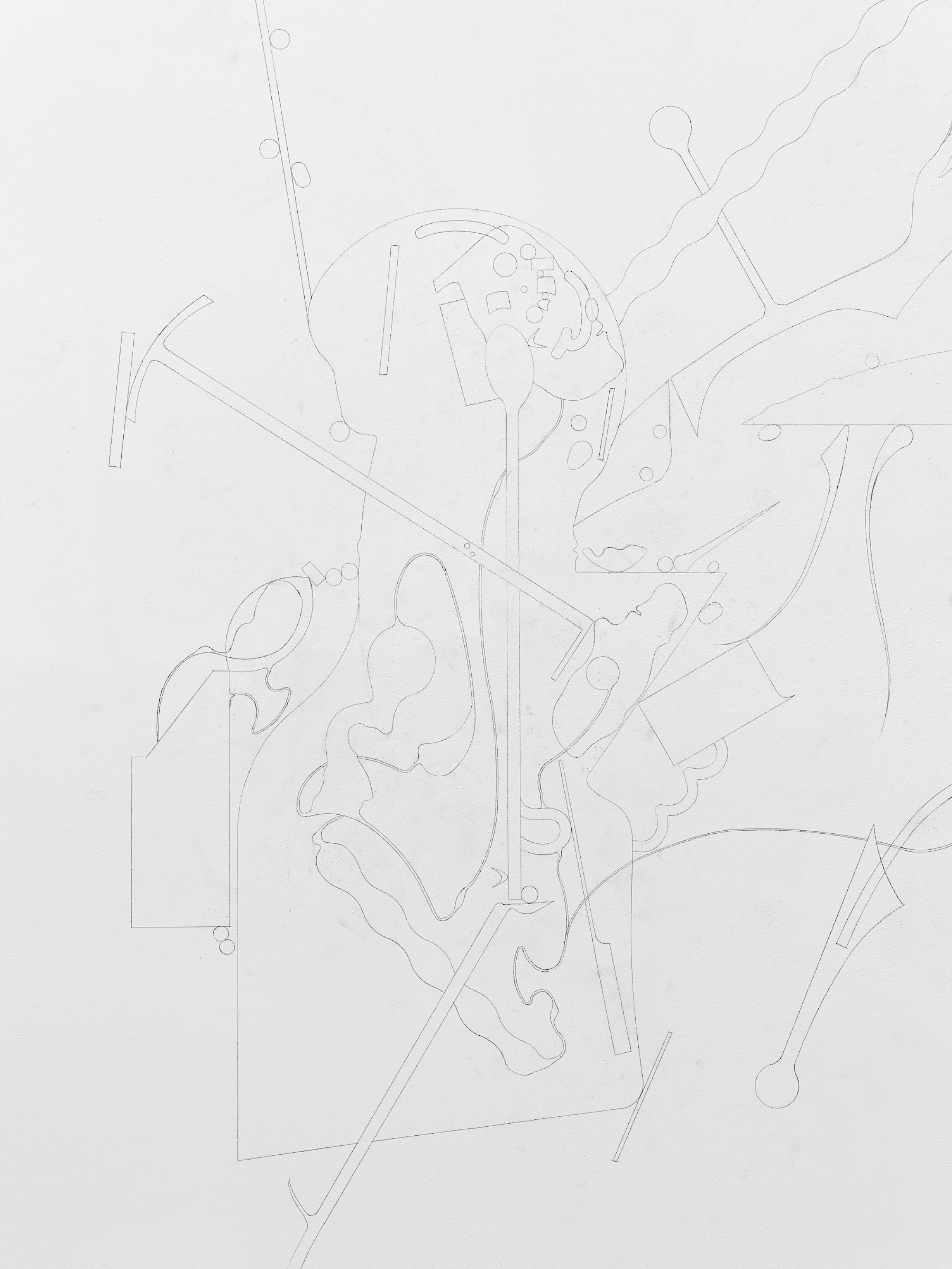 Exhibition View Solo Show Mathis Pfäffli «Meteora ; view on Wall Drawings, 2025, pencil on wall, variable dimensions» at Damien and the Love Guru, Zurich, 2025-2026 / Photo: Felix Jungo / Courtesy: the artist and Damien and the Love Guru