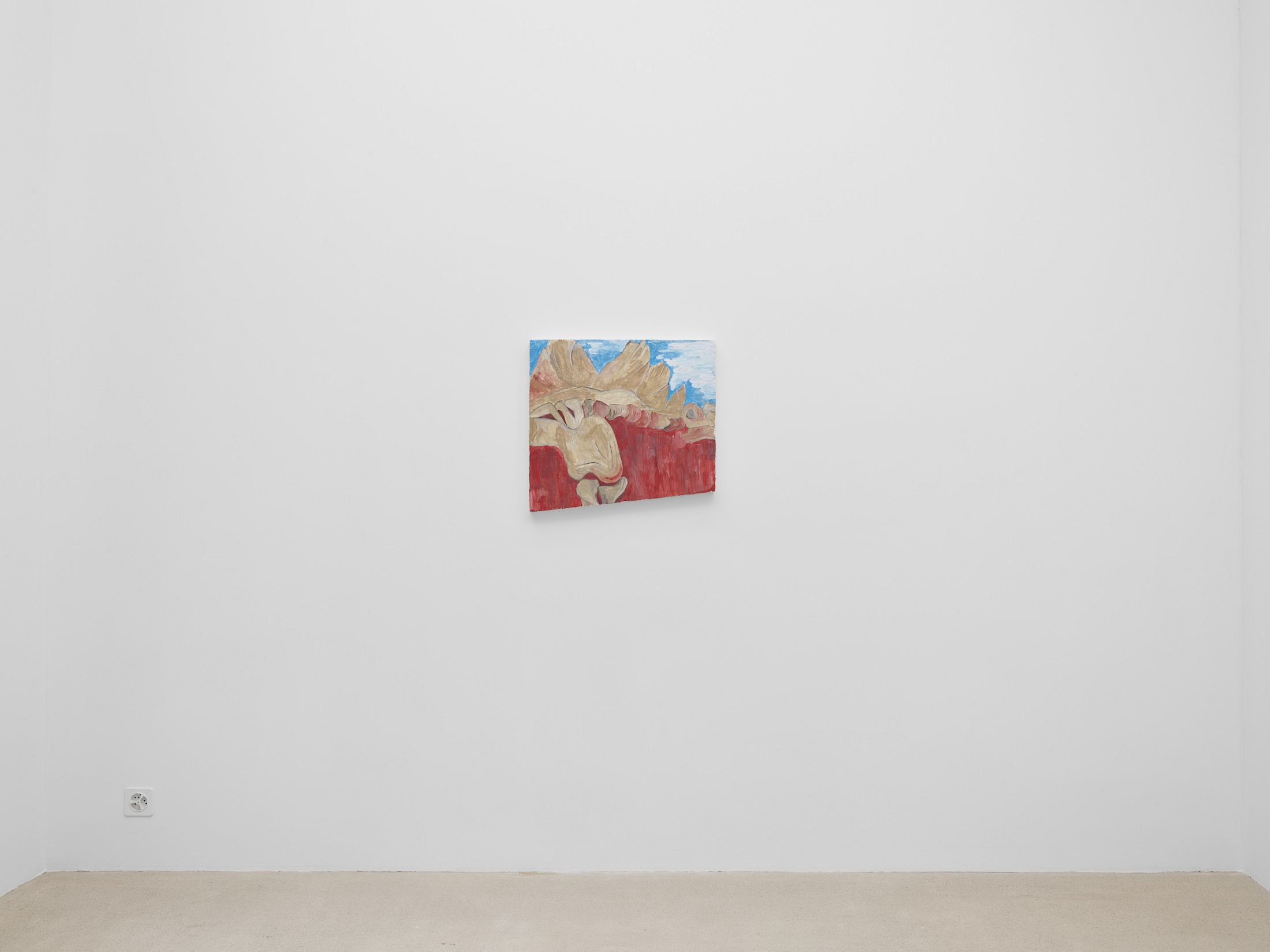 Exhibition View Solo Show Melanie Kitti «Reverse Cry ; view on Reverse Cry 2, 2025, fresco: plaster, slaked lime putty paste, washed river sand, pigment, 53.5 × 58 × 5 cm» at Damien and the Love Guru, Zürich, 2025 / Photo: Felix Jungo / Courtesy: the artist and Damien and the Love Guru