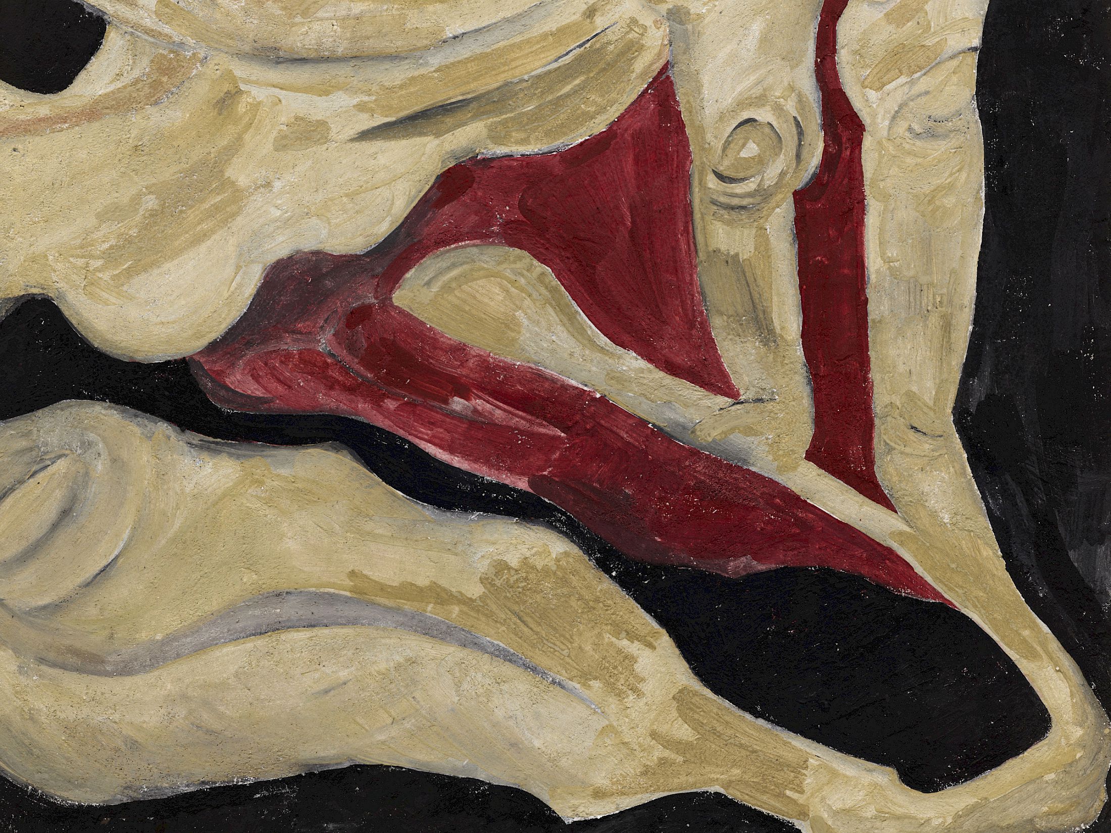 Exhibition View Solo Show Melanie Kitti «Reverse Cry ; view on Reverse Cry 6 (Detail), 2025, fresco: plaster, slaked lime putty paste, washed river sand, pigment, 63 × 57 × 4 cm» at Damien and the Love Guru, Zürich, 2025 / Photo: Felix Jungo / Courtesy: the artist and Damien and the Love Guru