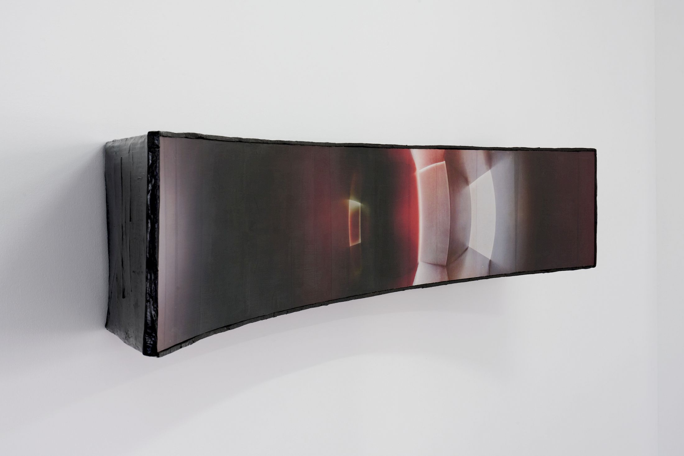 Exhibition View Solo Show Nearest Pond «One Eye Too Many ; view on One Eye Too Many, 2026, inkjet print on rice paper, cardboard, wood, paper, China ink, acrylic paint, varnish, Variable dimensions» at Espace 3353, Carouge, 2026 / Photo: Guillaume Python / Courtesy: the artists and Espace 3353