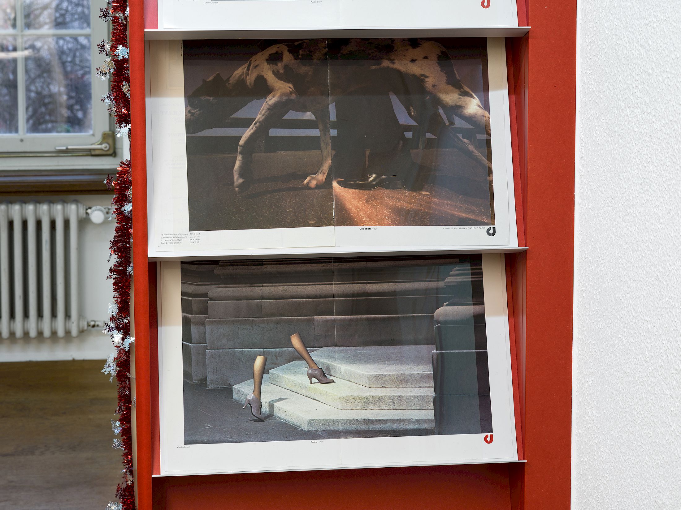 Exhibition View Group Show «Passage du Commerce ; view on Guy Bourdin, Various ads for Charles Jourdan, 1967–1979» at Kunsthalle Winterthur, Winterthur, 2025-2026 / Photo: Cedric Mussano / Courtesy: the artist and  Kunsthalle Winterthur