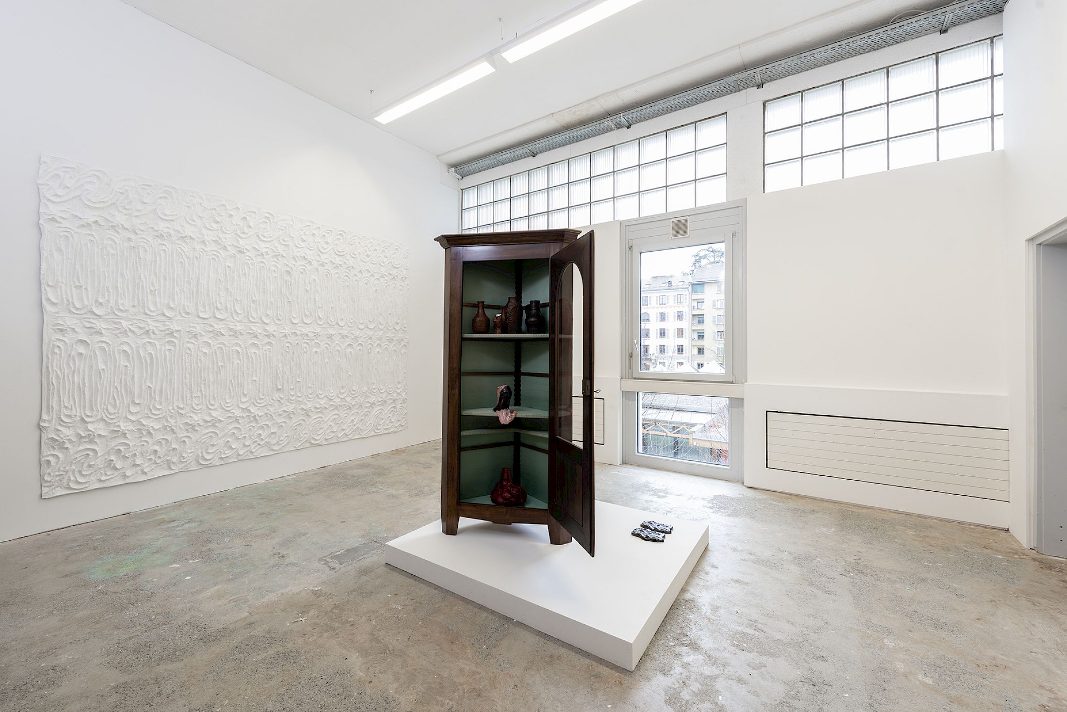 Exhibition View Group Show «Stocker comme des objets» at Widefield, Geneva, 2026 / Photo: Remy Ugarte Vallejos / Courtesy: the artists and Widefield